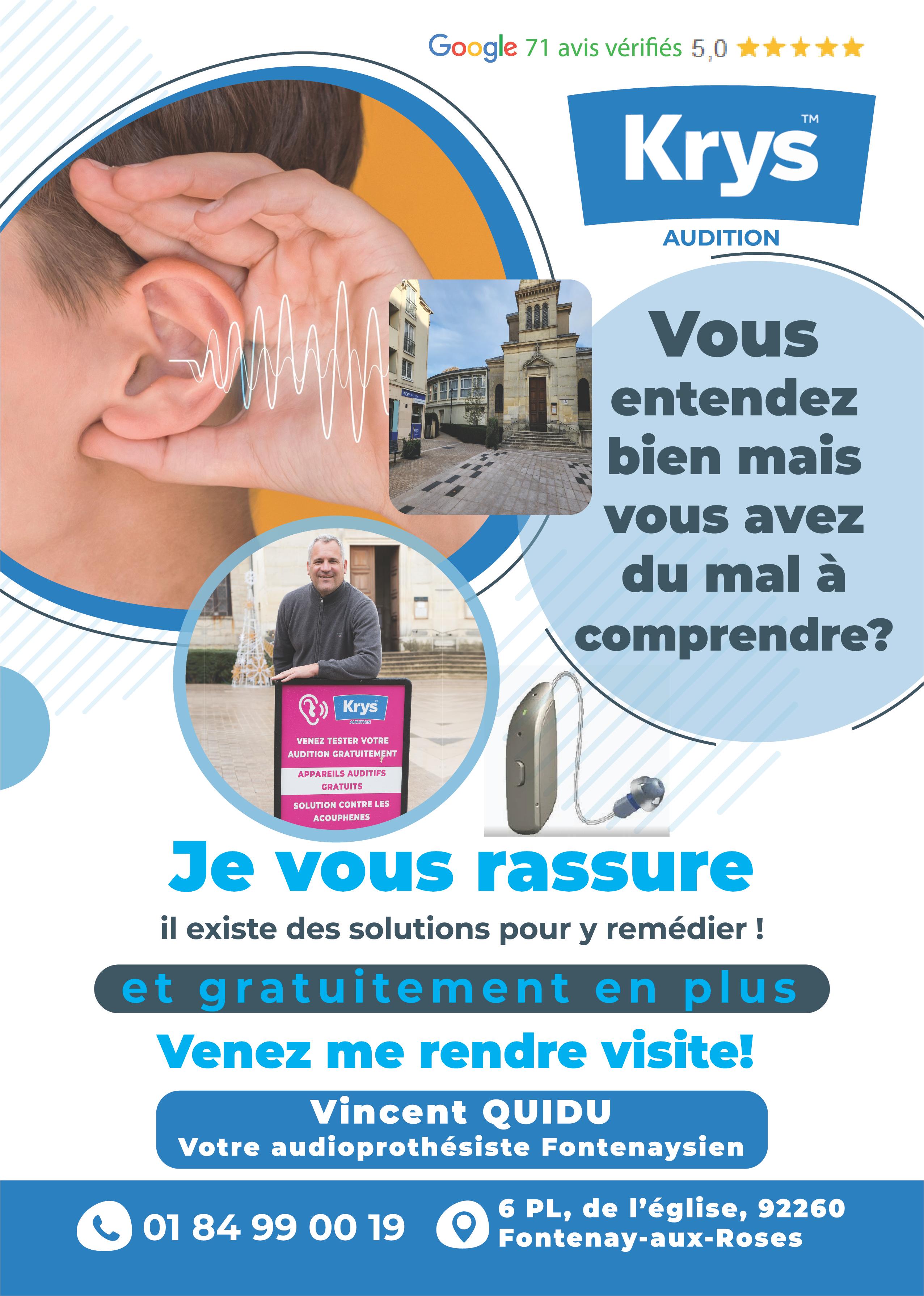 Audioprothésiste Fontenay-aux-Roses - Place de l'église - Krys Audition
