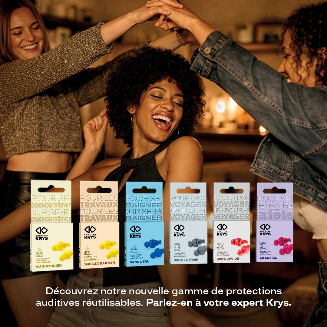 Découvrez notre nouvelle gamme de protections auditives réutilisables : parlez-en à votre expert Krys