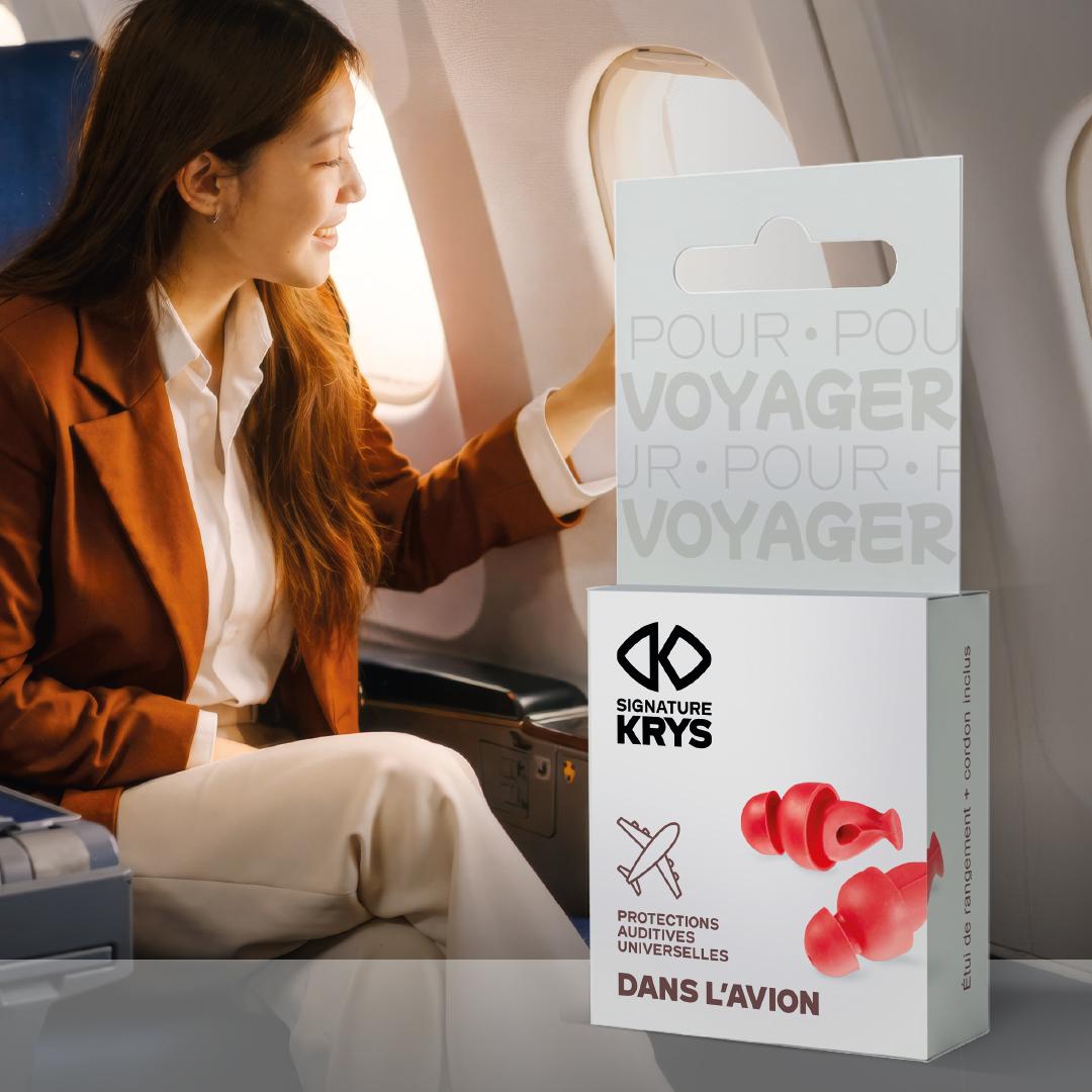 Protections auditives Krys dans l'avion