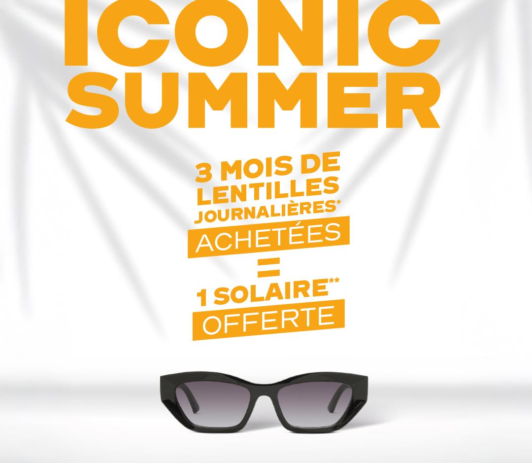 iconic summer : 3 mois de lentilles journalières achetées = 1 solaire offerte*