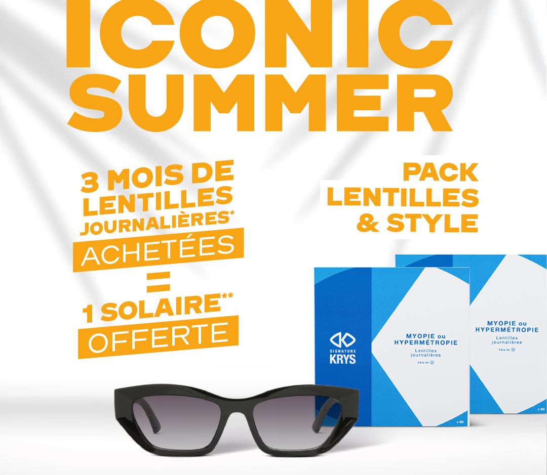 iconic summer : 3 mois de lentilles journalières achetées = 1 solaire offerte*