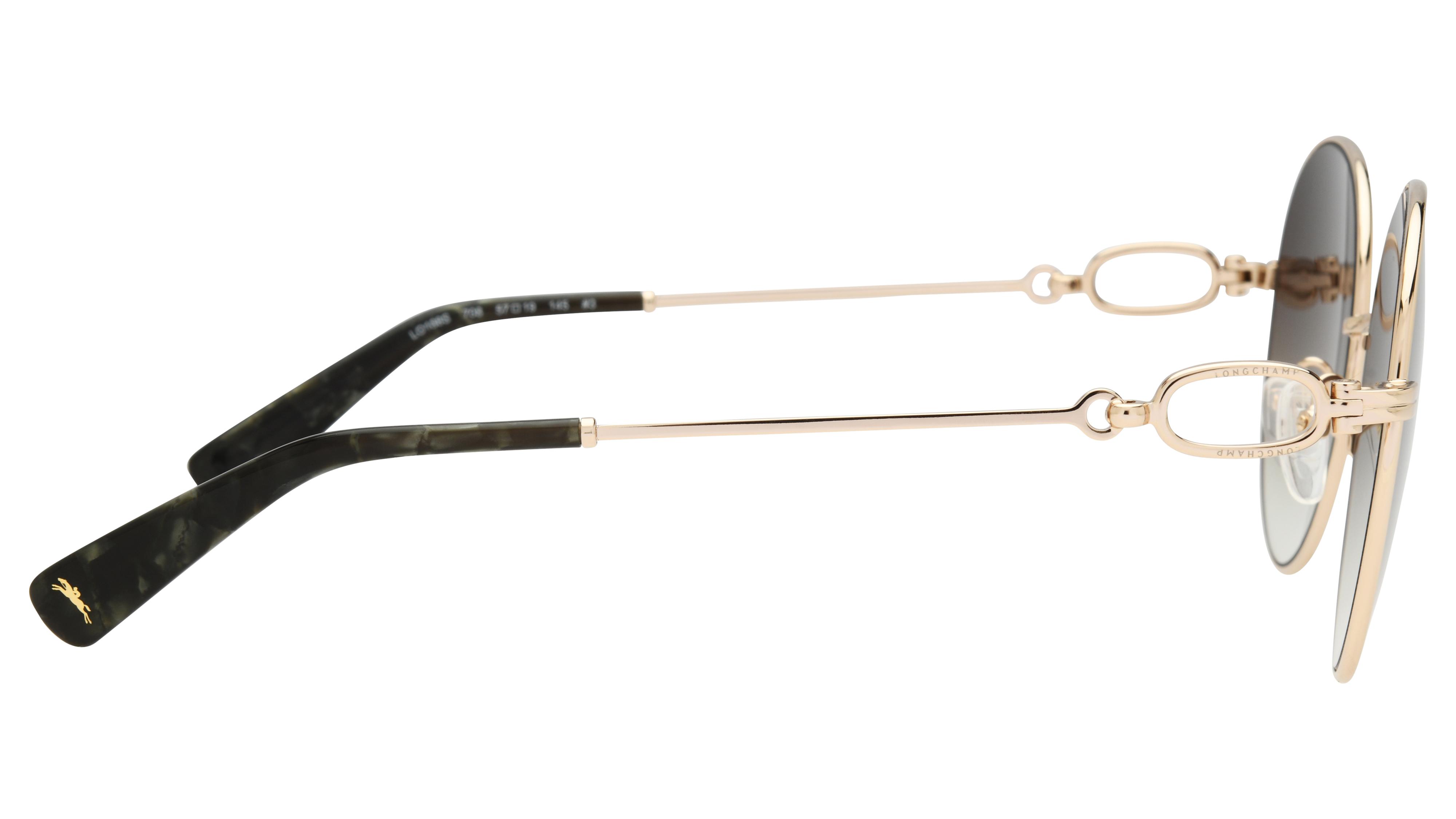 Lunettes de soleil Longchamp Femme Or Ronde lo188s Droite