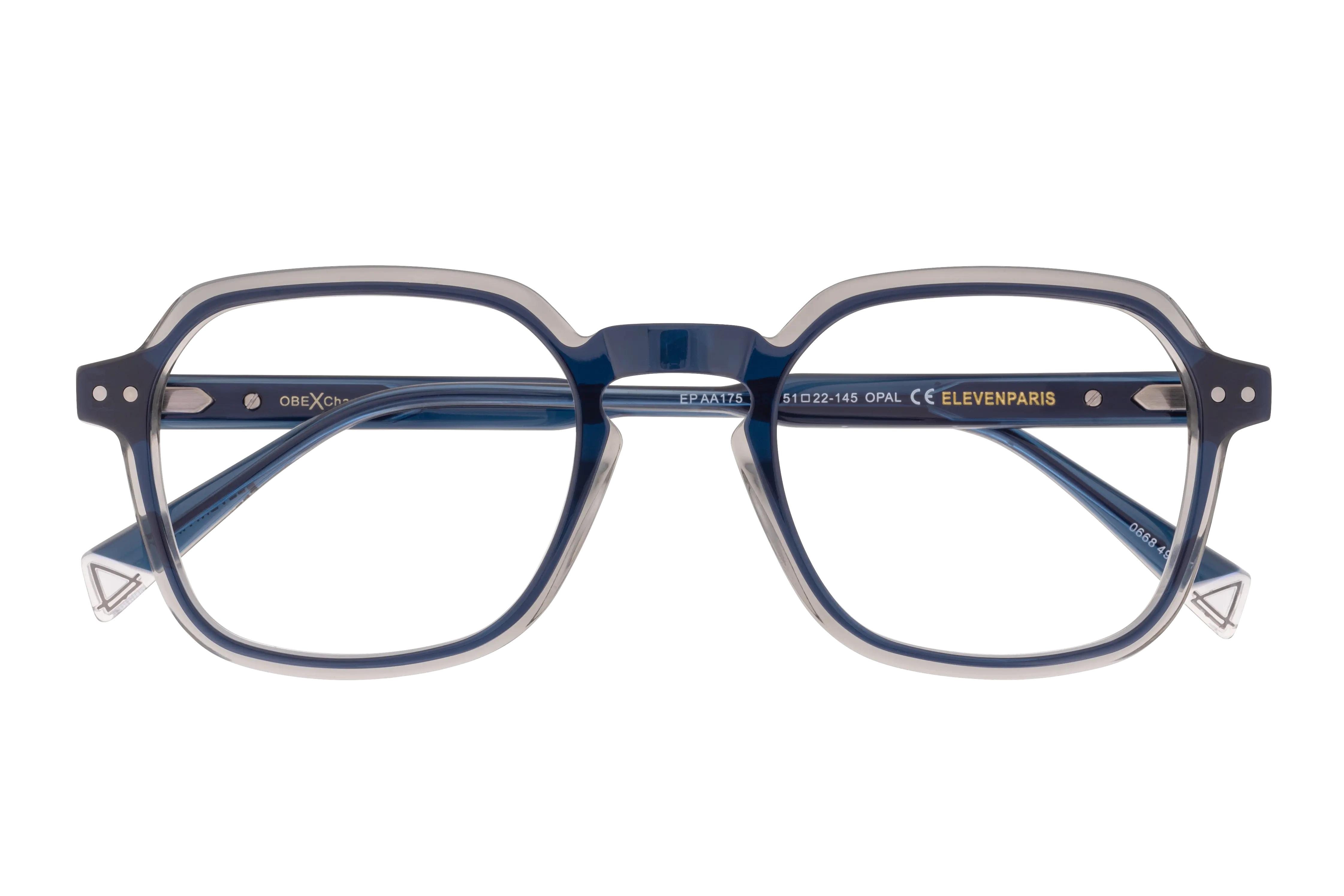Lunettes de vue Eleven Paris  Bleu Rectangle EPAA175C67 Face