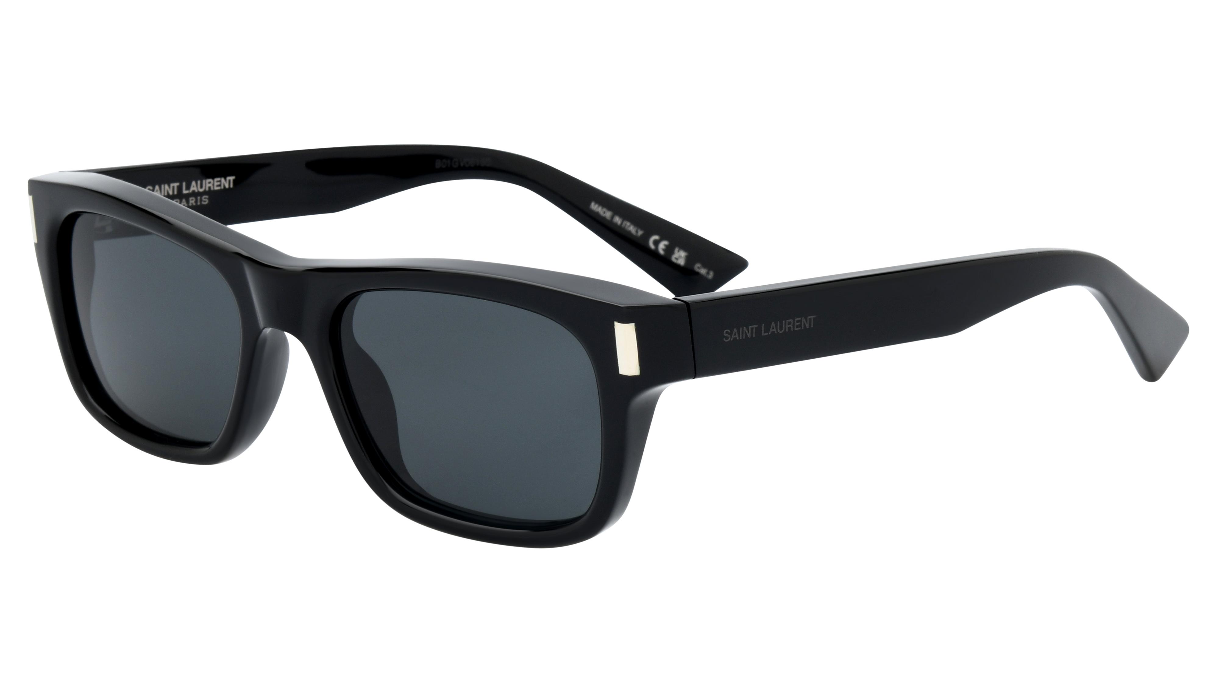 Lunettes de soleil Saint Laurent Mixte Noir Rectangle Sl83 Trois-Quart