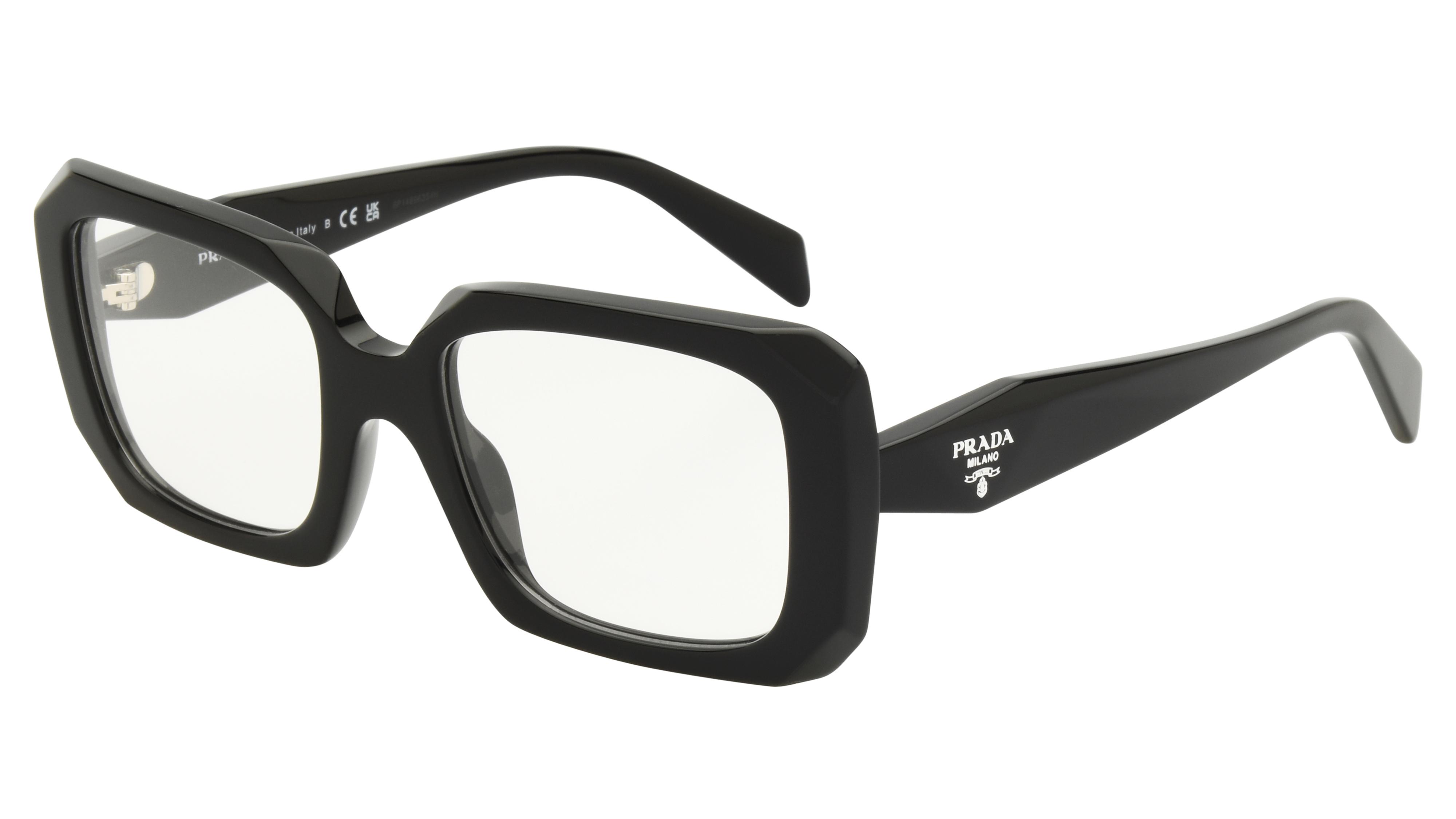 Lunettes de vue Prada Femme Noir Rectangle PRC09V Trois-Quart