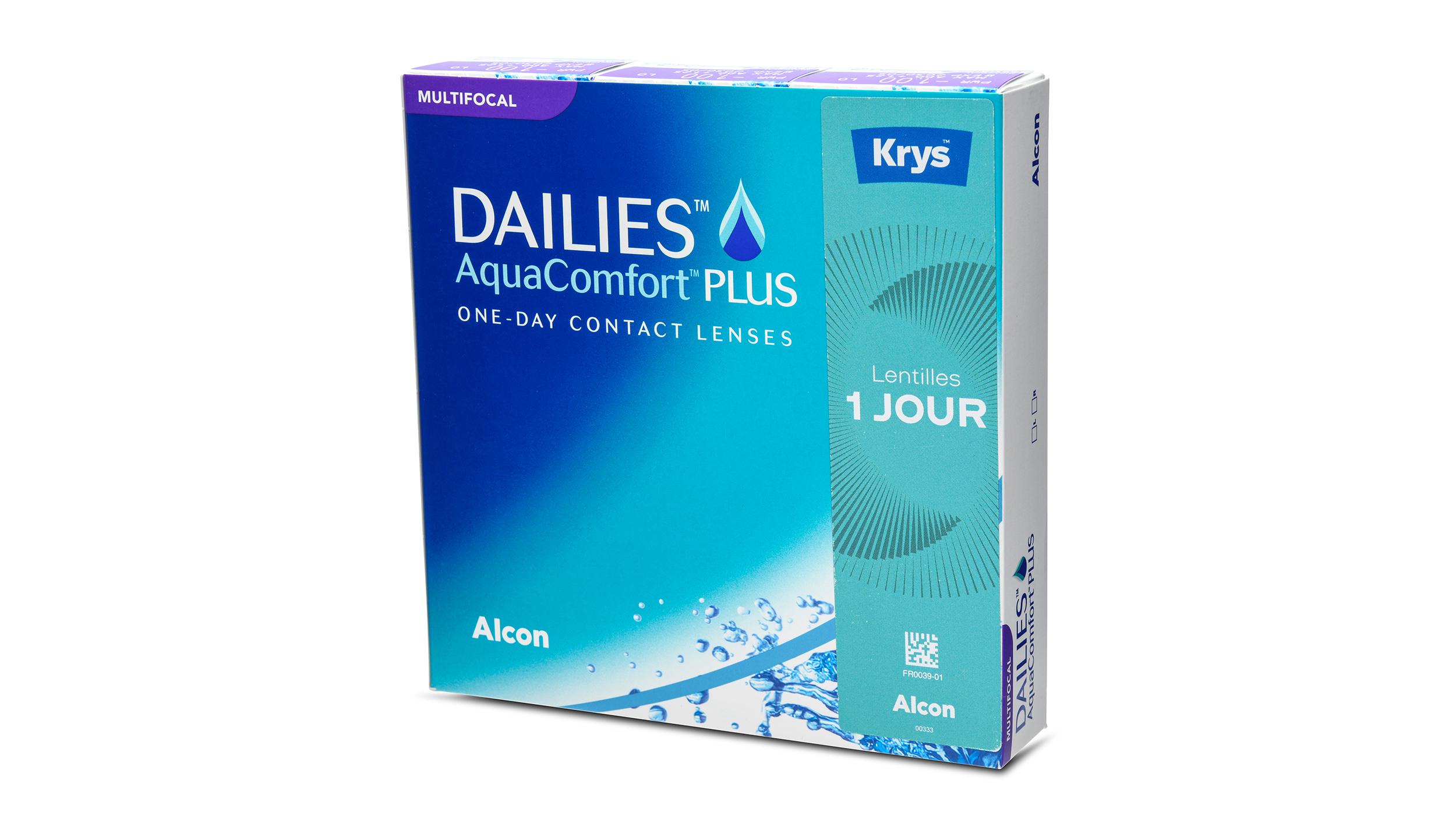 Lentilles de contact Dailies Aquacomfort Plus Multifocal High x Krys Boite de 90