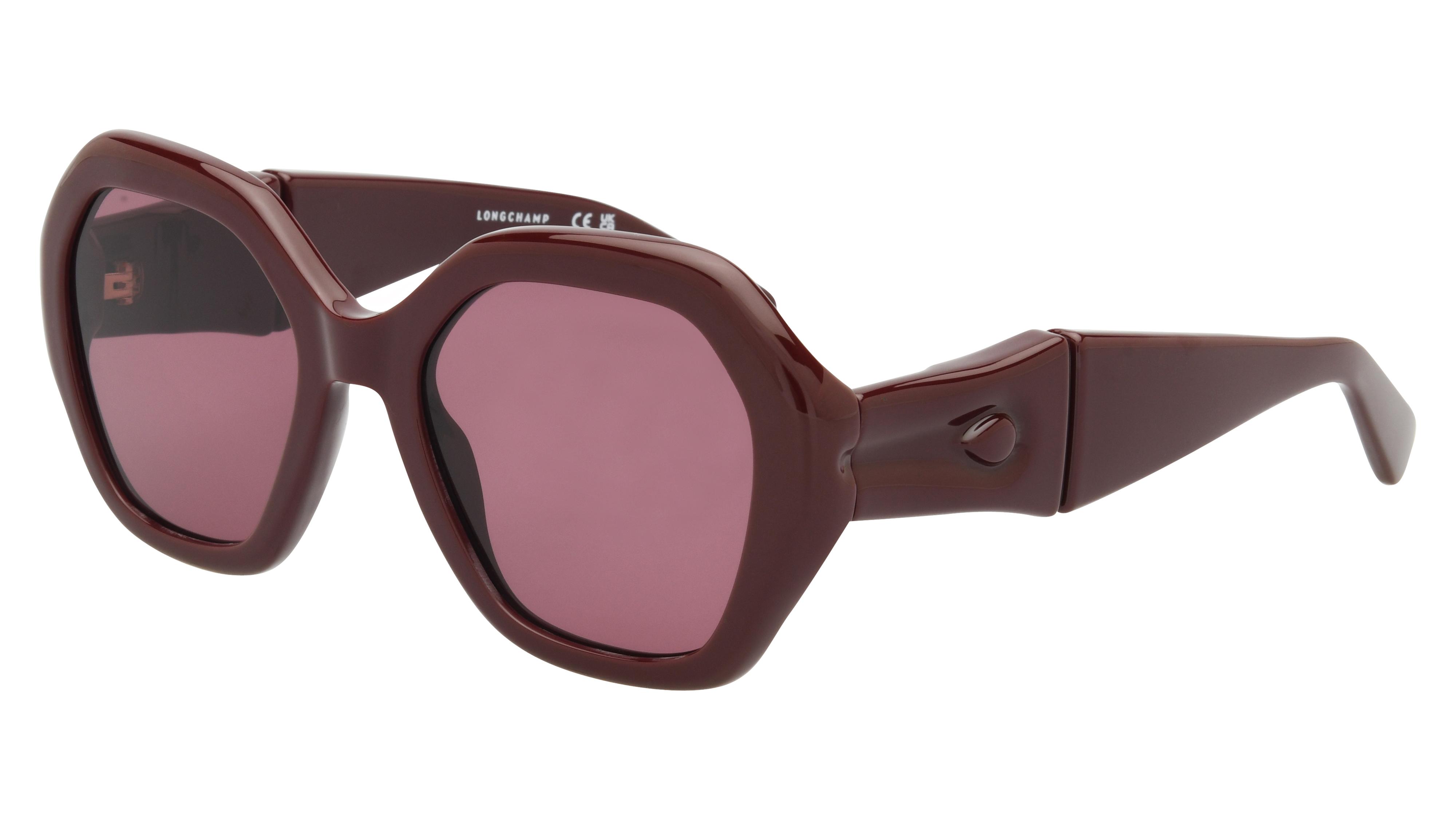 Lunettes de soleil Longchamp Femme Rouge Rectangle LO814S Trois-Quart