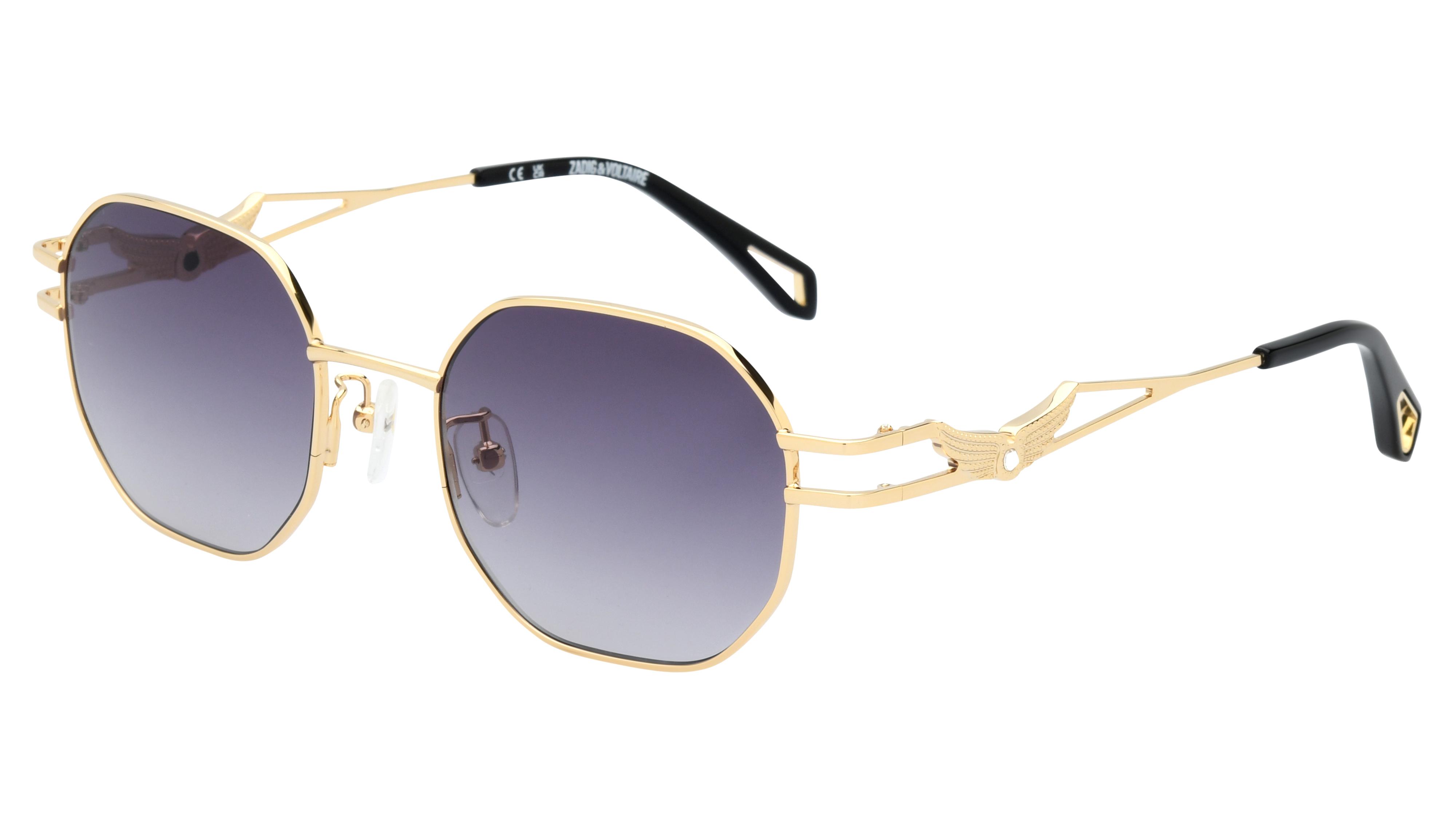 Lunettes de soleil Zadig & Voltaire Femme Or Carré SZV463S Trois-Quart
