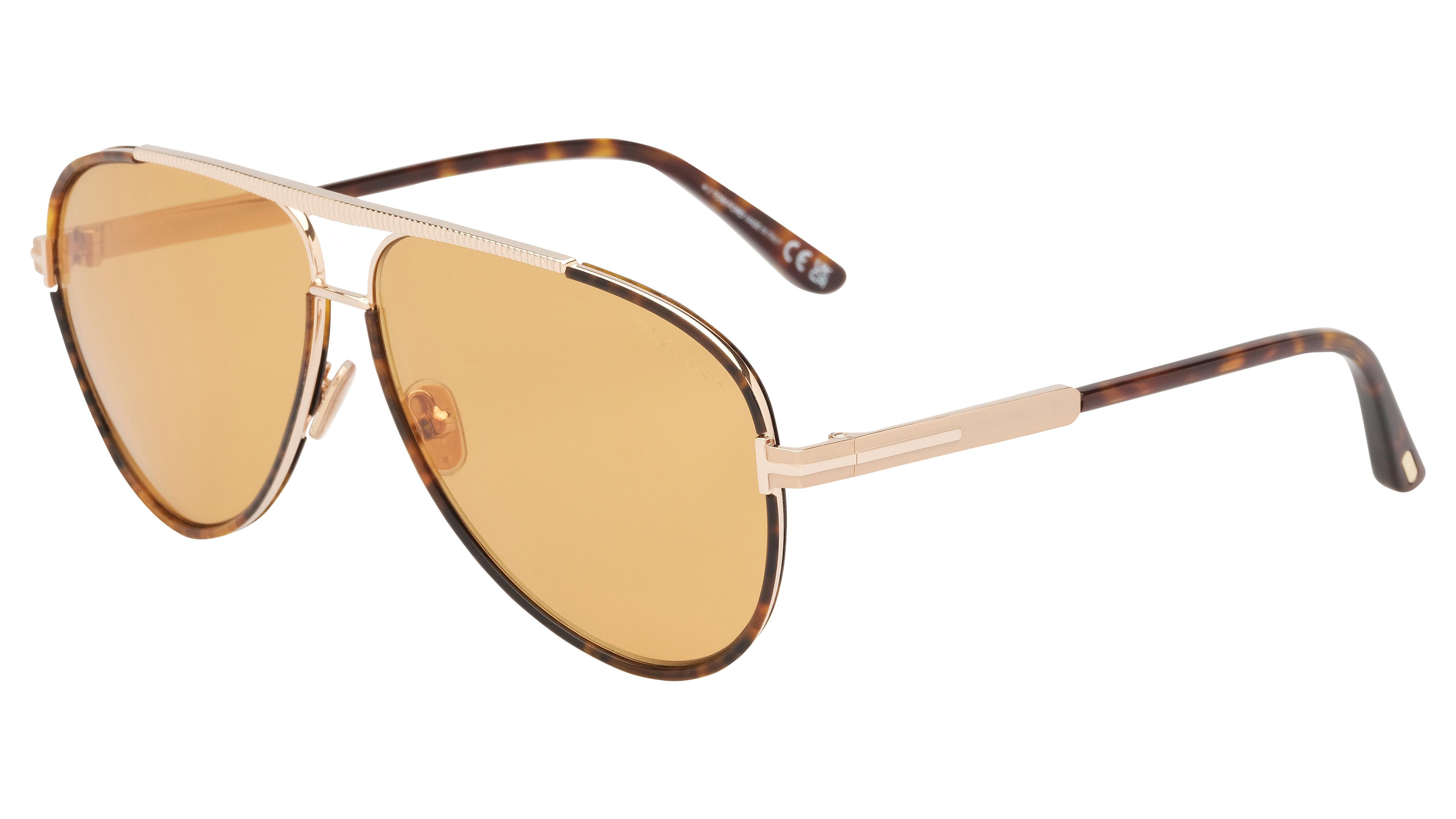 Lunettes de soleil Tom Ford Homme Écaille Aviateur Ft1340 Trois-Quart