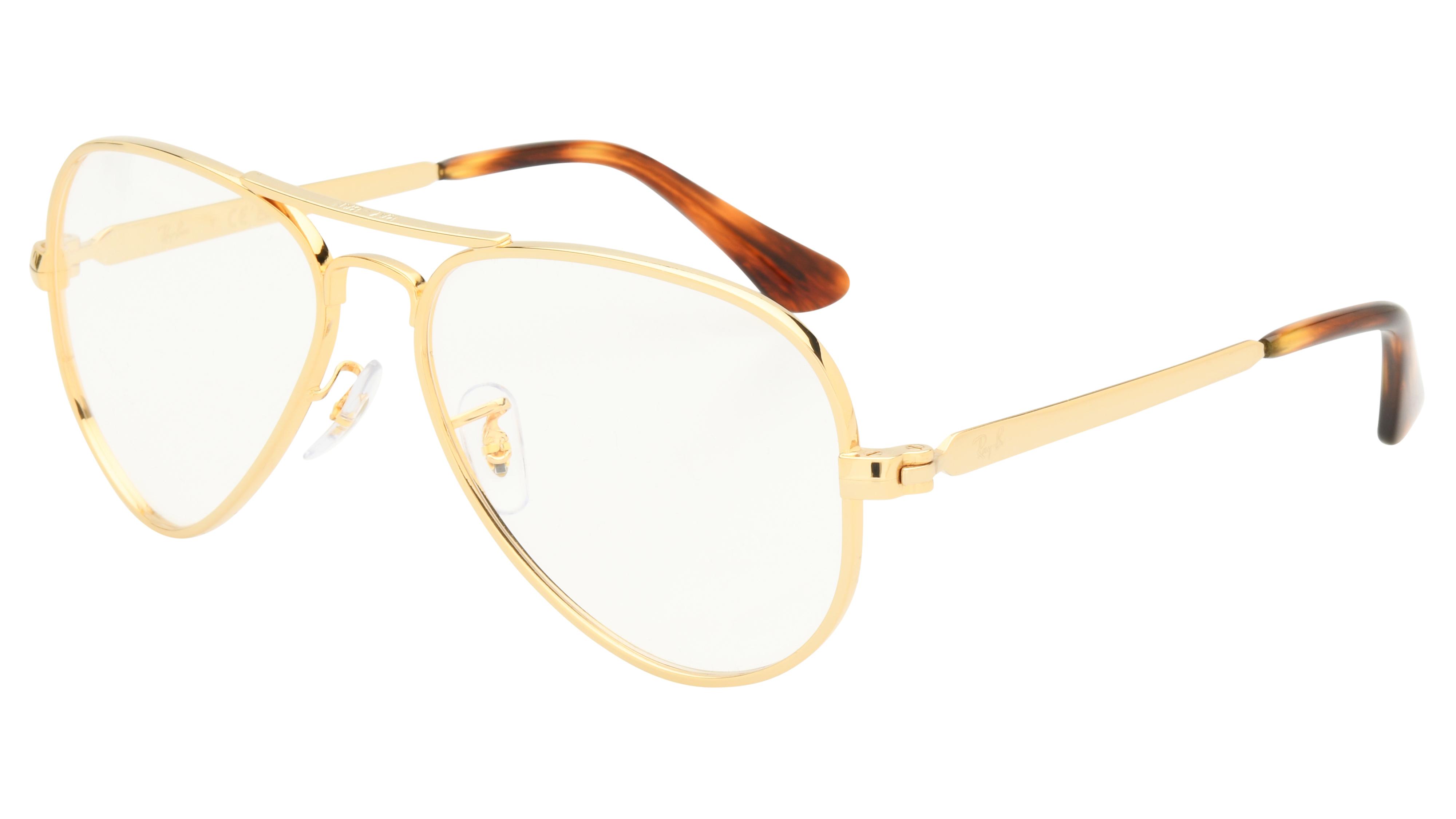 Lunettes de vue Ray-Ban Mixte Or Aviateur RX3925V Trois-Quart