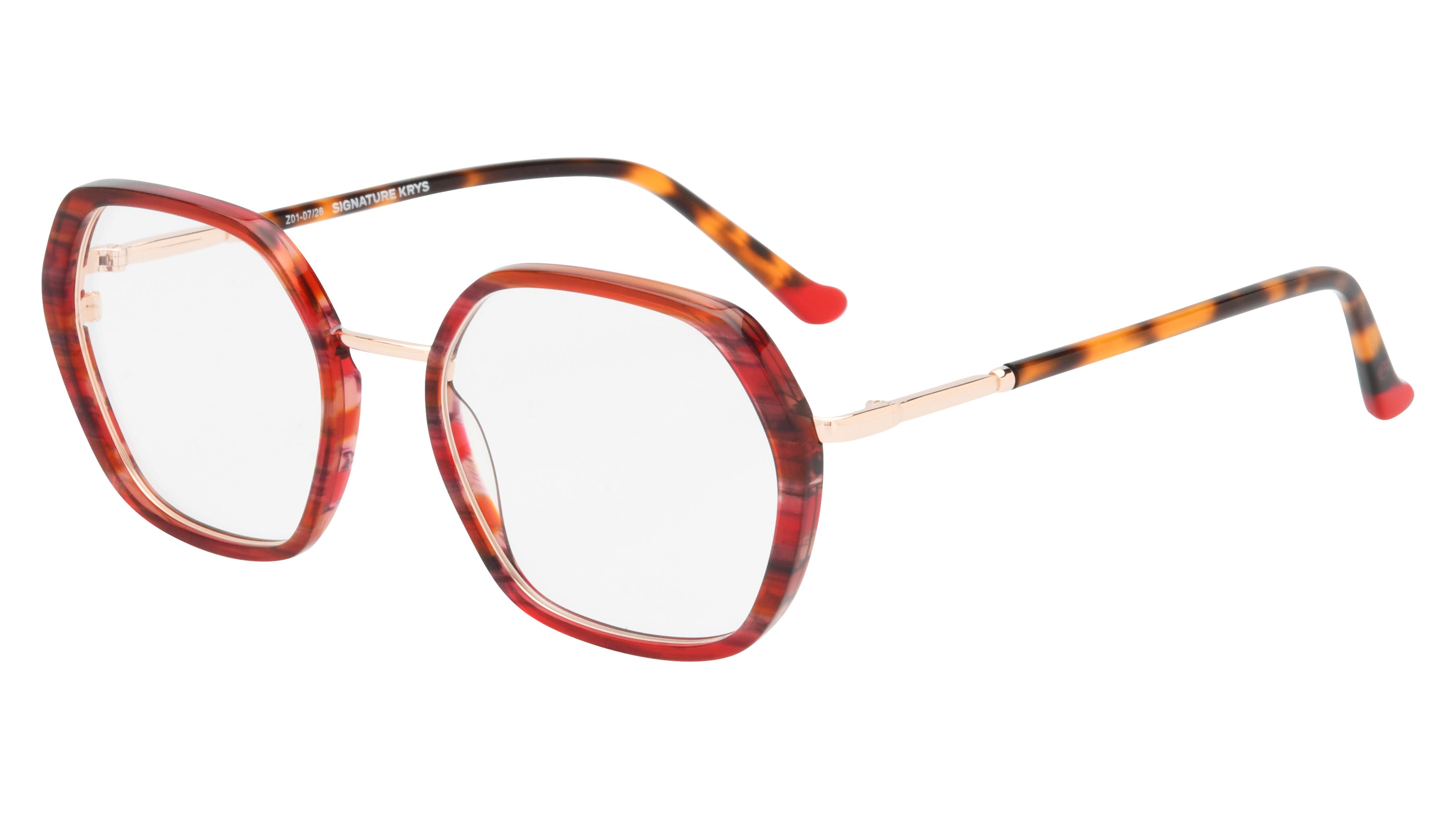 Lunettes de vue Signature Krys Femme Rouge Tonneau Kis2608 Trois-Quart