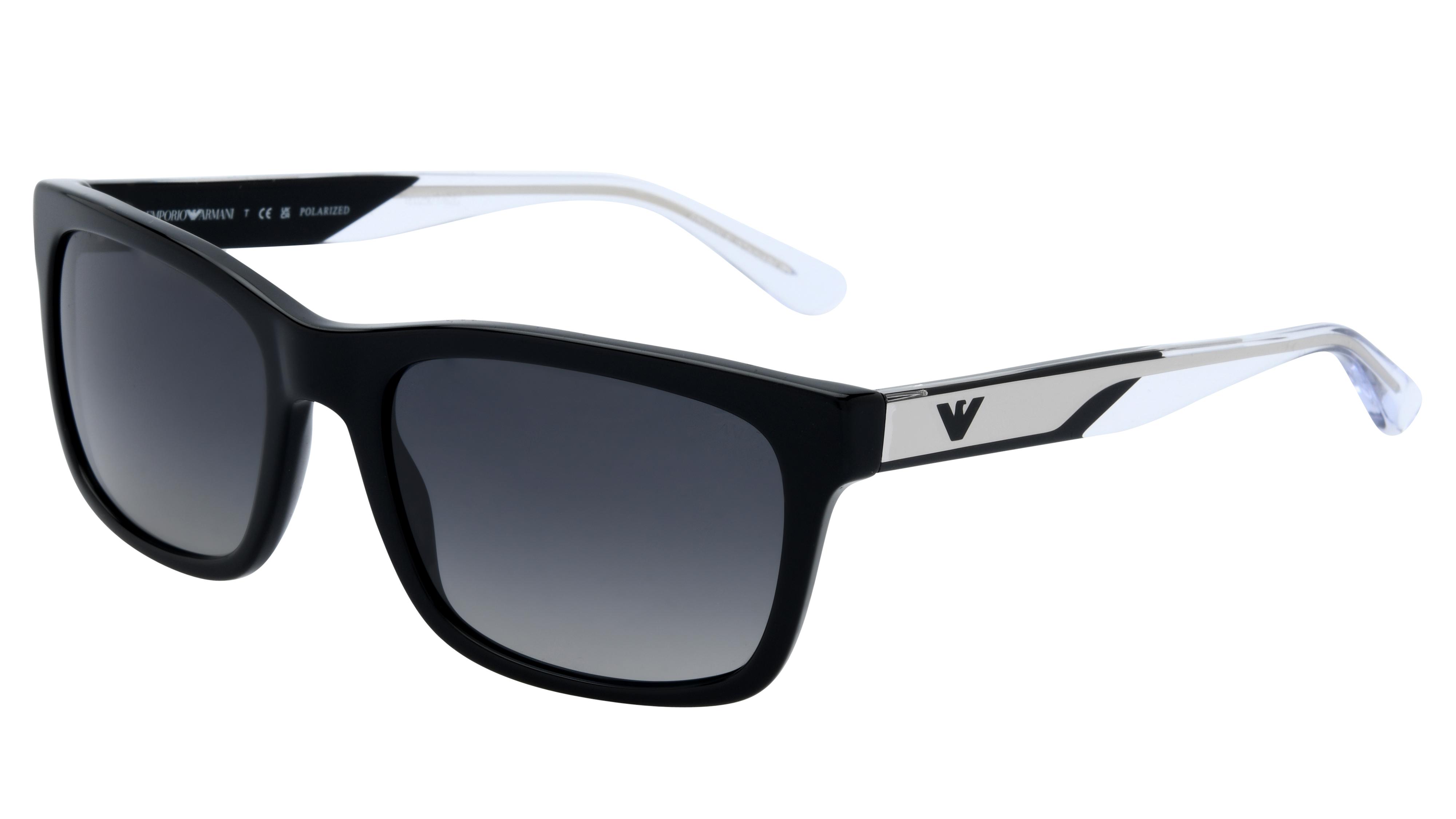 Lunettes de soleil Emporio Armani Homme Noir Rectangle EA4224 Trois-Quart