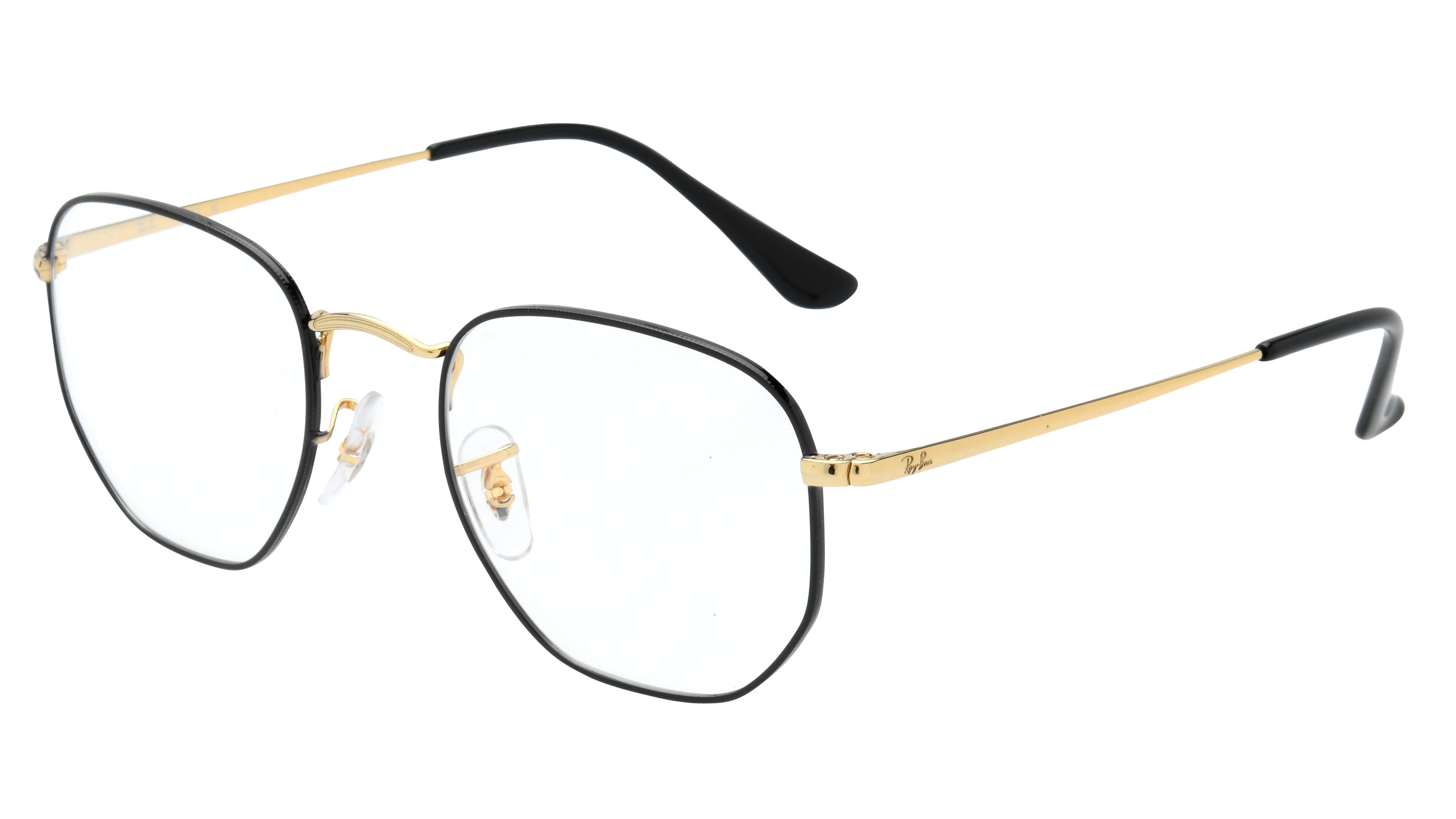 Lunettes de vue Ray-Ban Mixte Noir Carré Rx6448 Trois-Quart