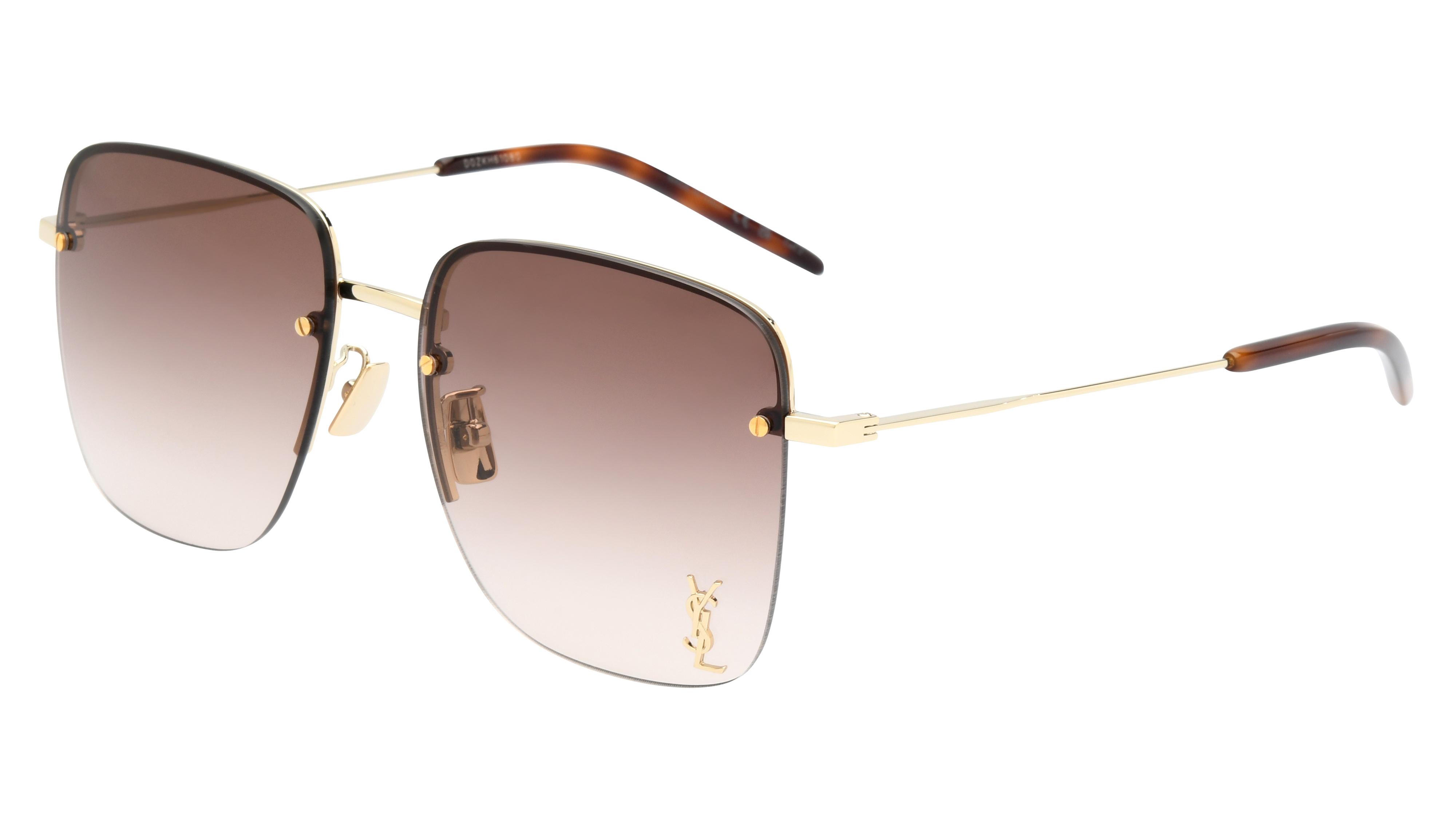 Lunettes de soleil Saint Laurent Femme Or Rectangle Sl312M Trois-Quart
