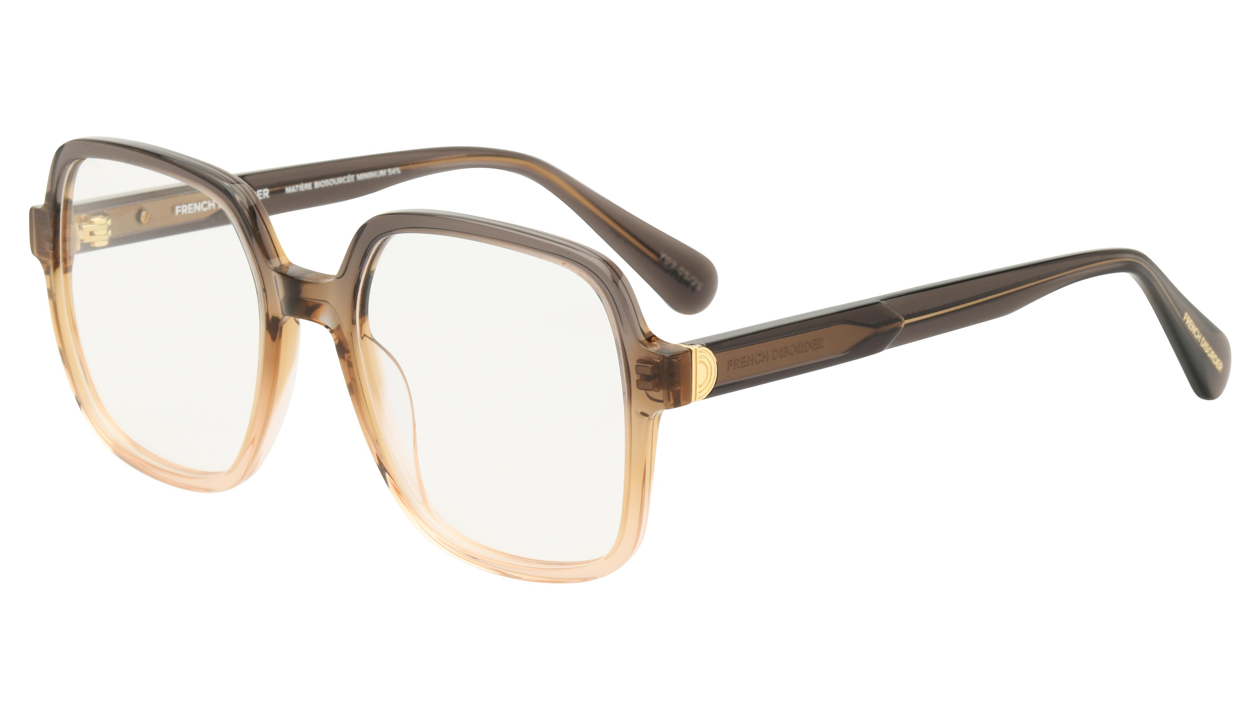 Lunettes de vue French Disorder Femme Marron Carré Fd2511 Trois-Quart