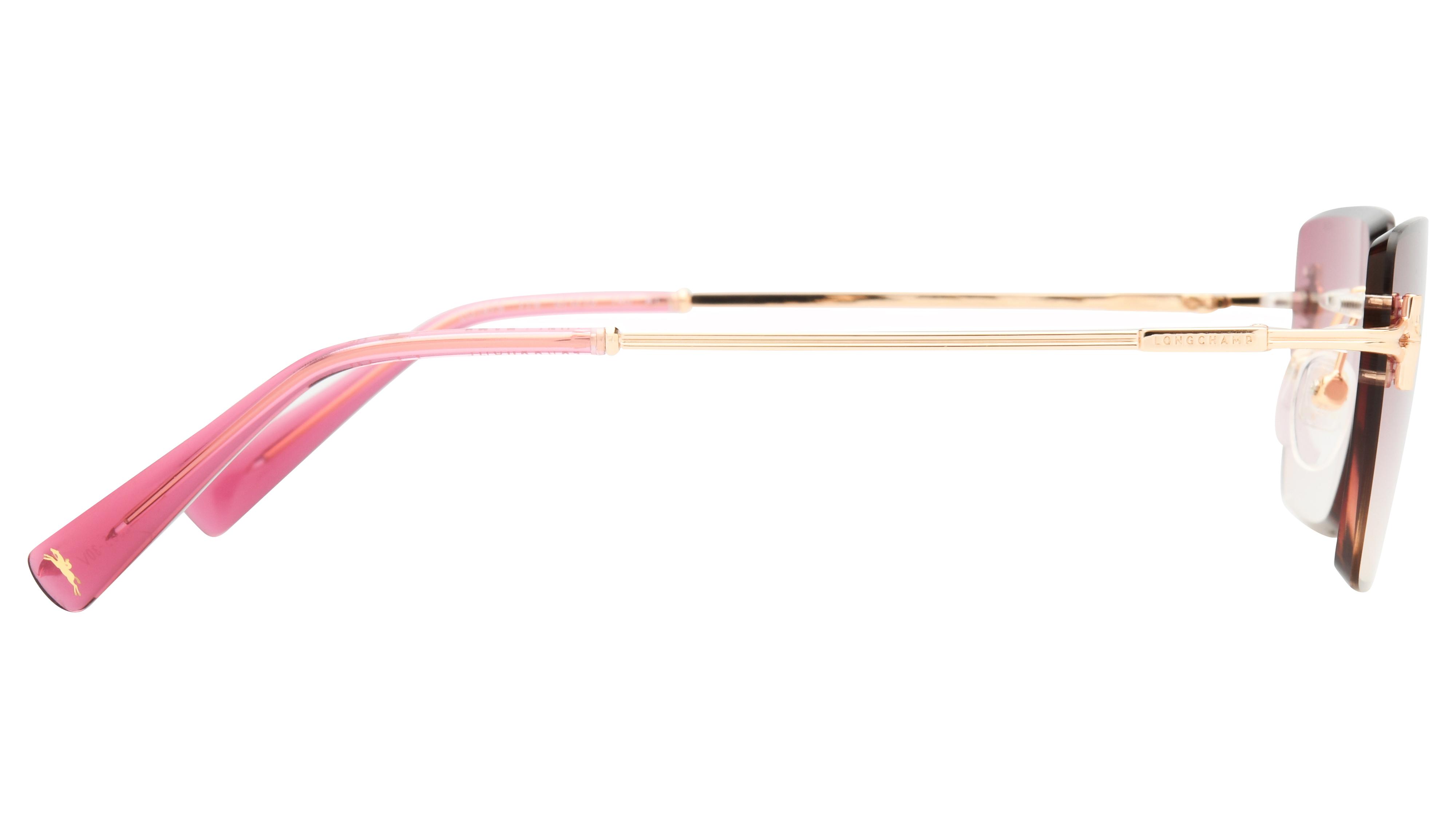 Lunettes de soleil Longchamp Femme Or Rectangle LO197S Droite