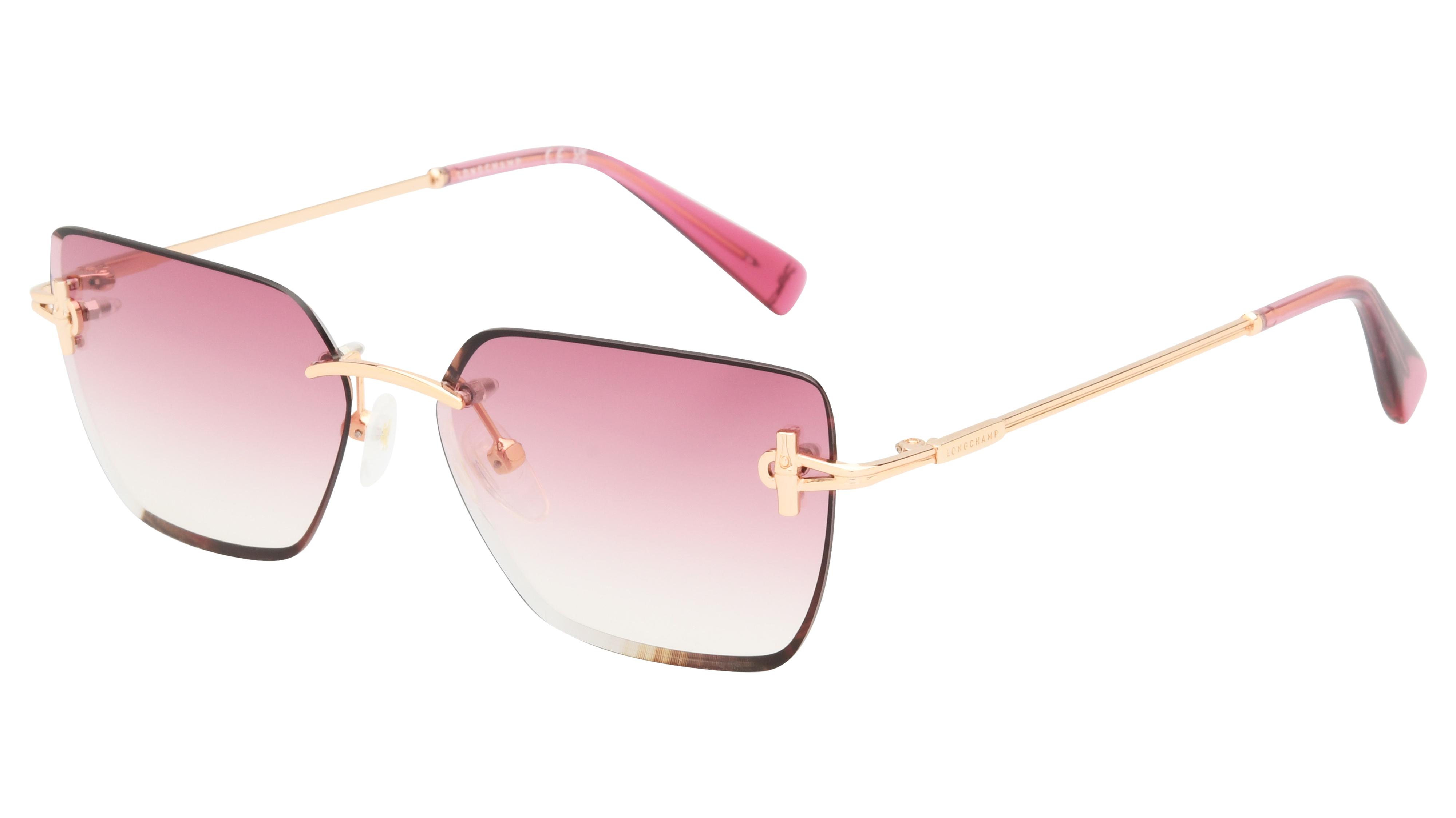 Lunettes de soleil Longchamp Femme Or Rectangle LO197S Trois-Quart
