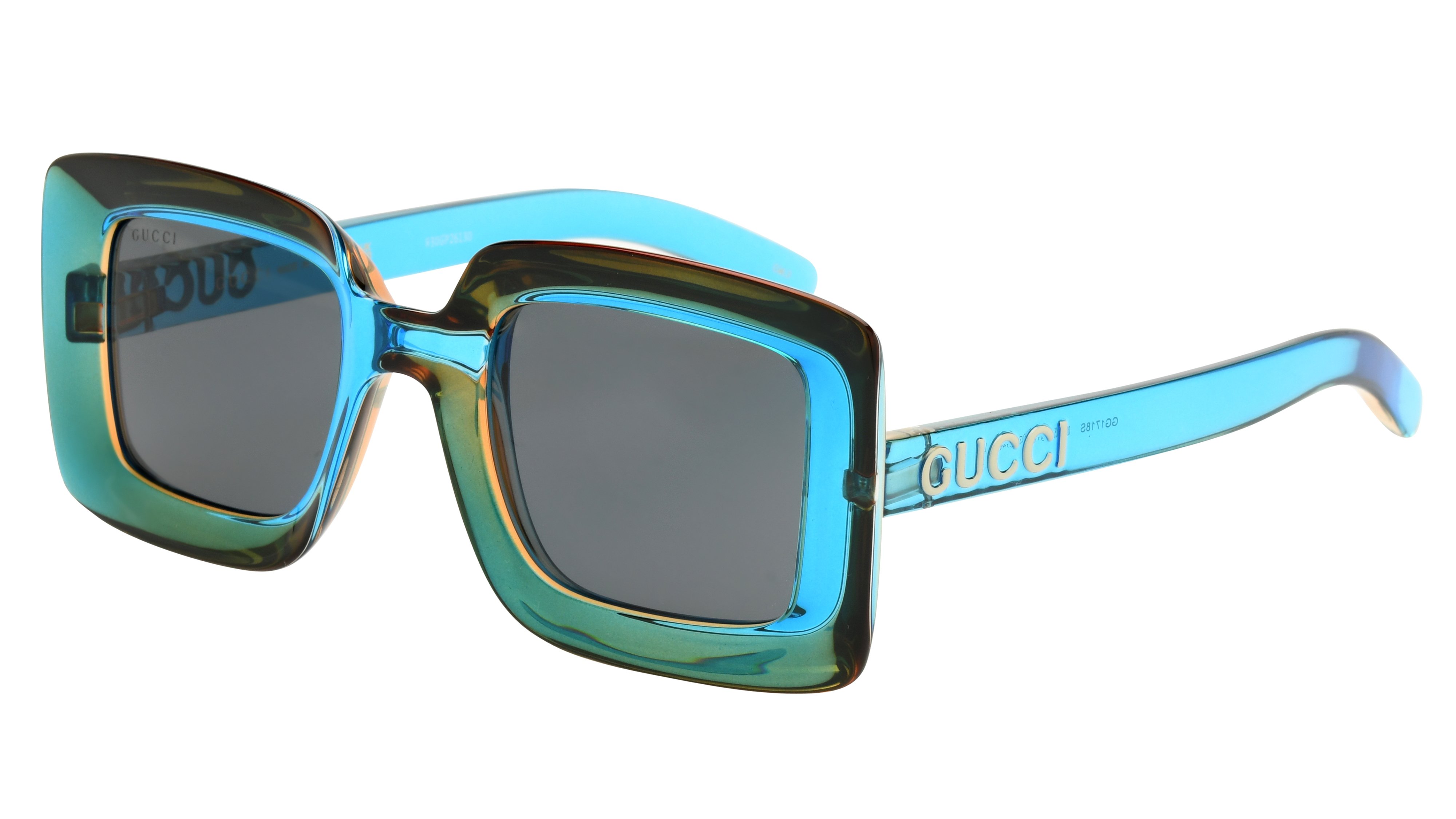 Lunettes de soleil Gucci Femme Bleu Carré Gg1718S Trois-Quart