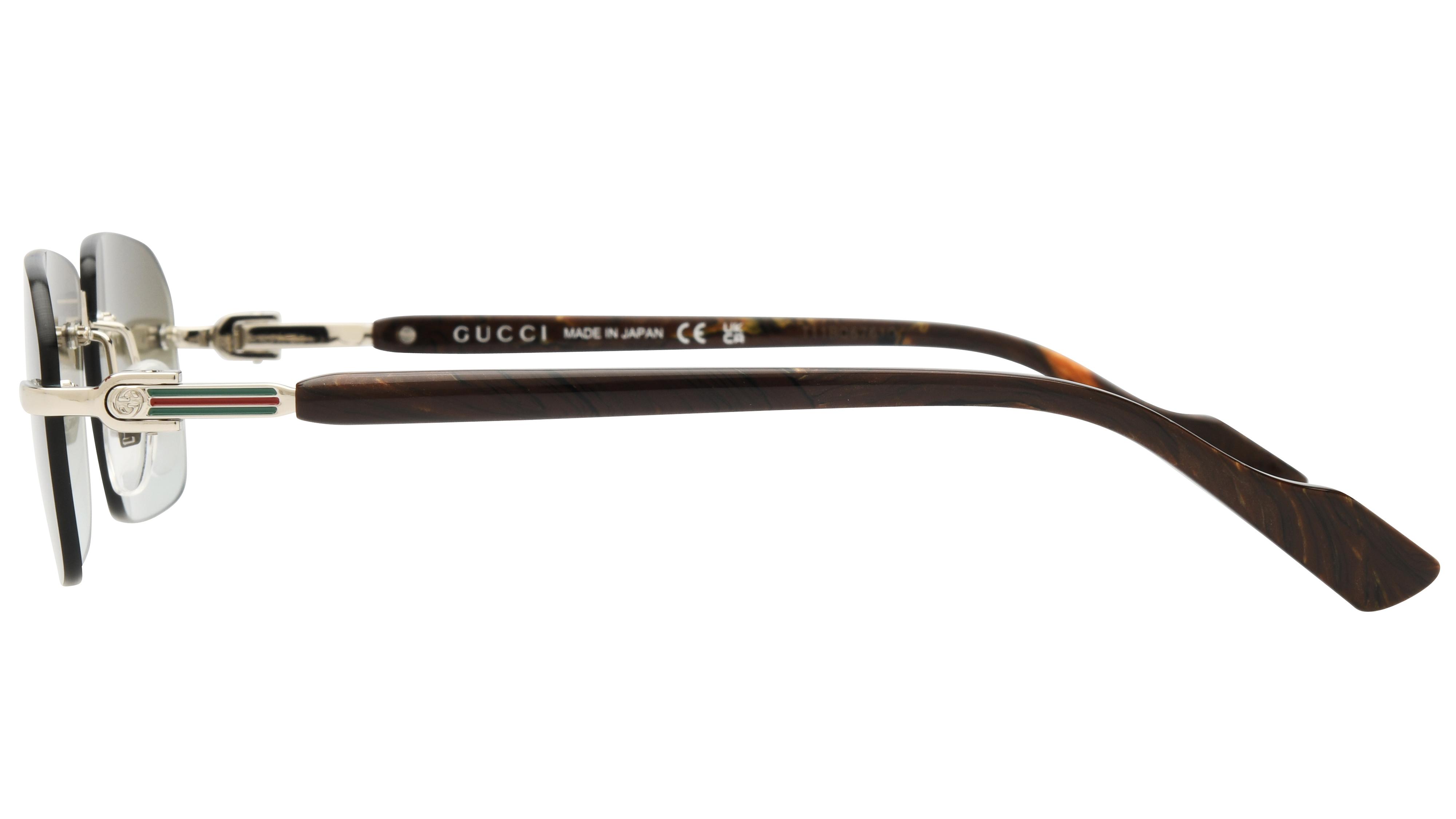 Lunettes de soleil Gucci Homme Argent Rectangle GG1221S Gauche