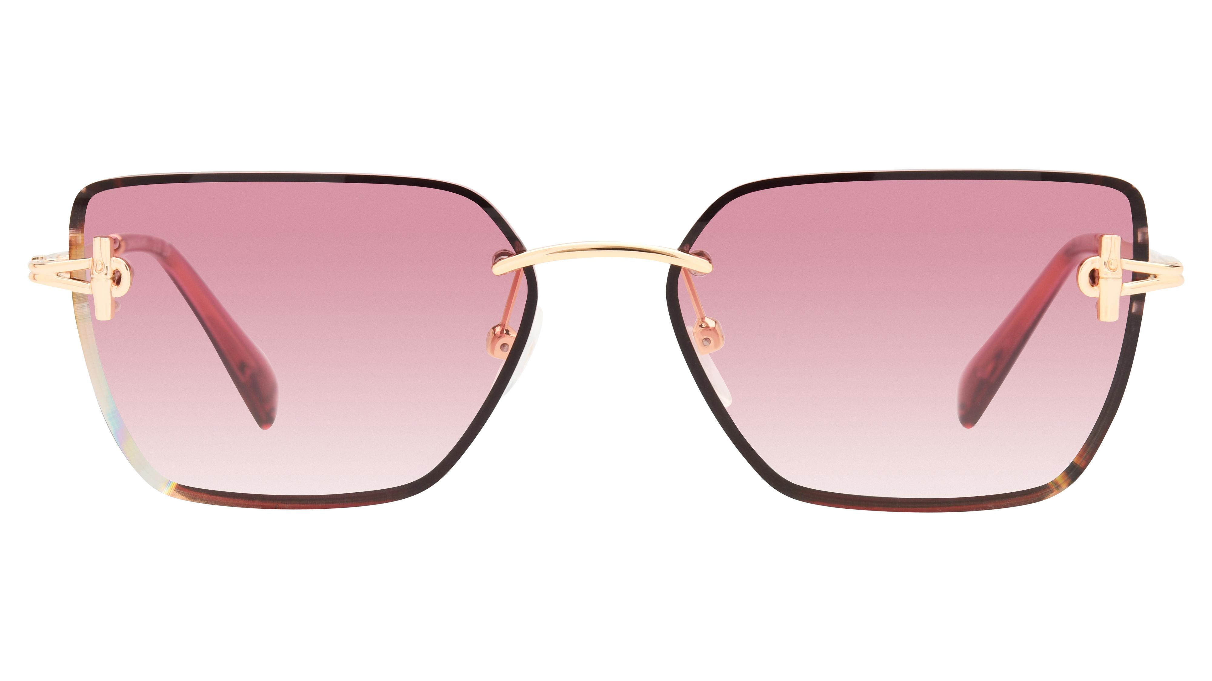 Lunettes de soleil Longchamp Femme Or Rectangle LO197S Face