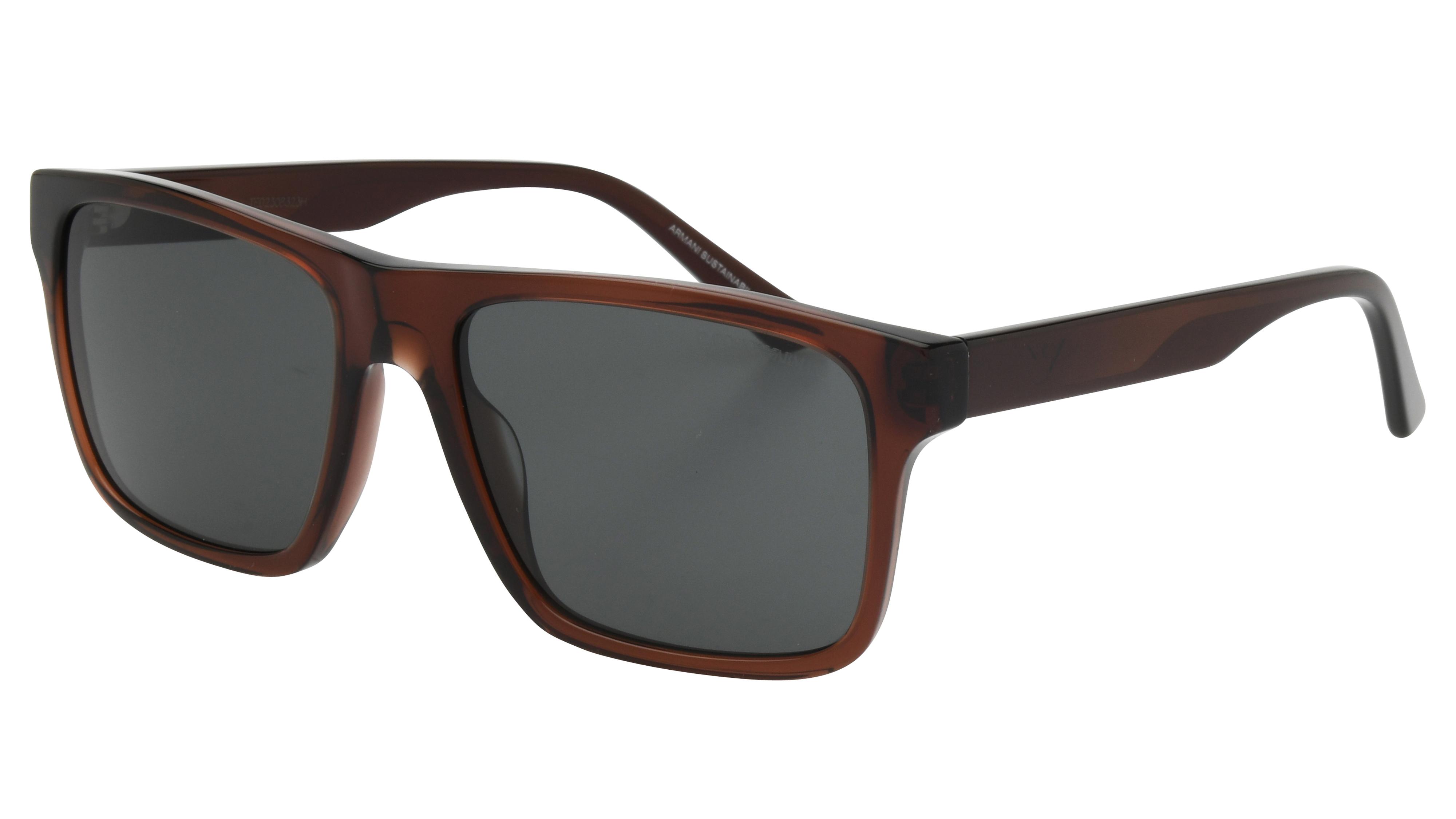 Lunettes de soleil Emporio Armani Homme Marron Rectangle EA4232 Trois-Quart