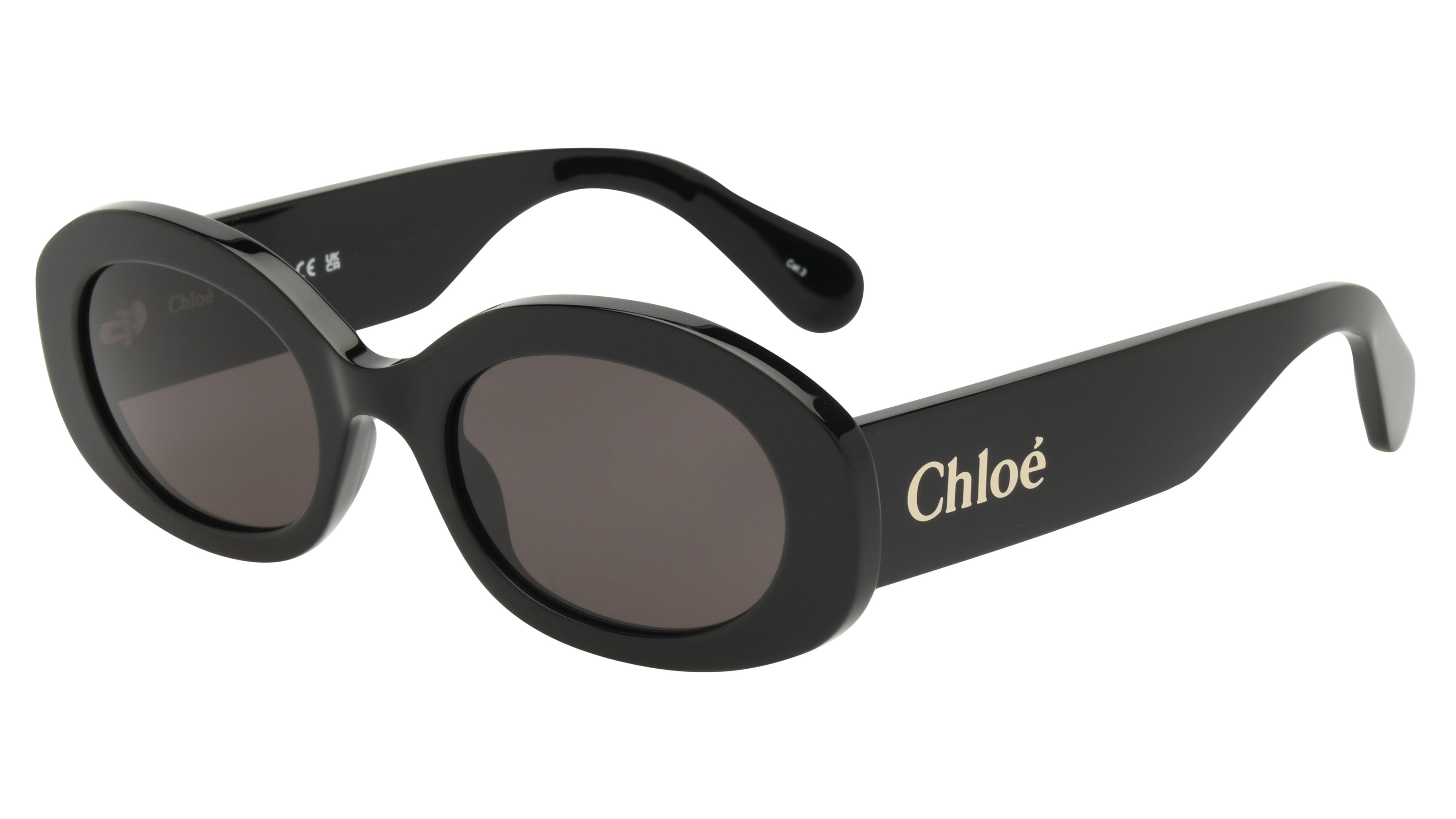 Lunettes de soleil Chloé Femme Noir Ovale CH0258S Trois-Quart