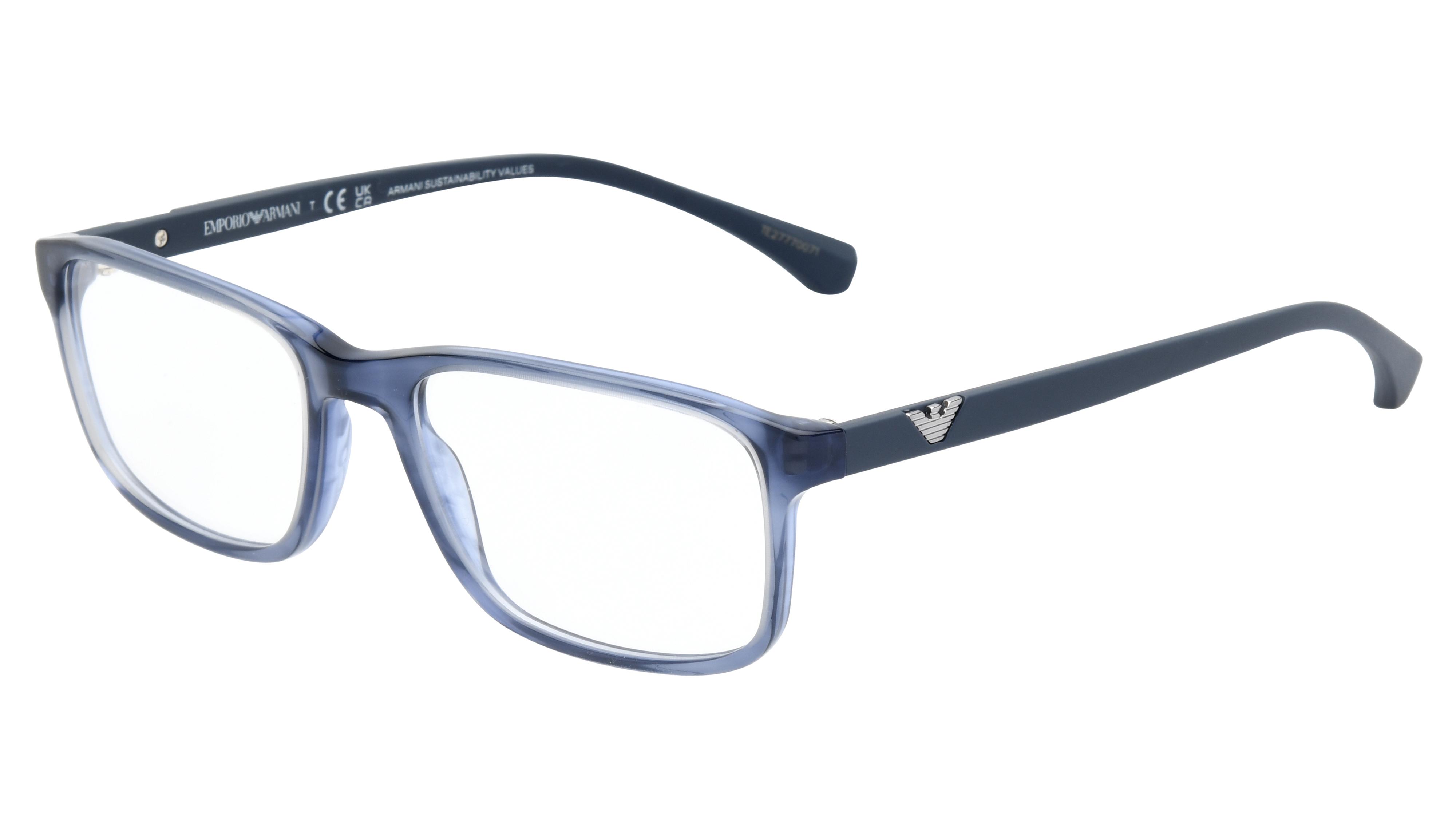 Lunettes de vue Emporio Armani Ea3098 6054 Bleu Brillant Rectangle Krys