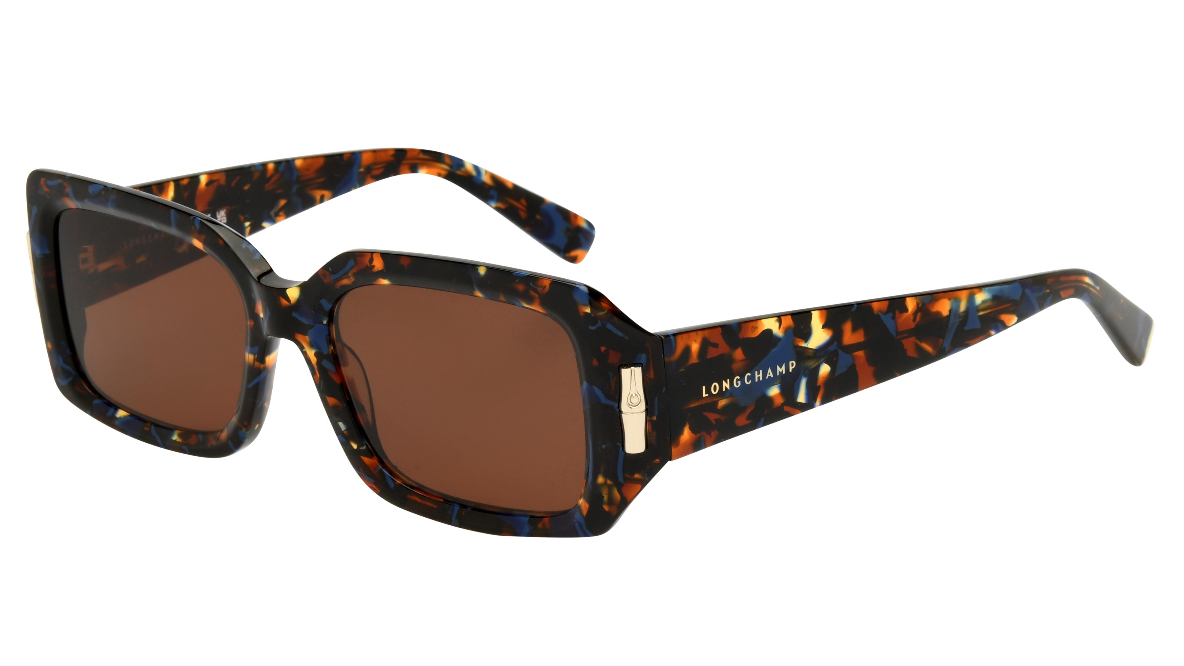 Lunettes de soleil Longchamp Femme Bleu Rectangle LO765SN Trois-Quart