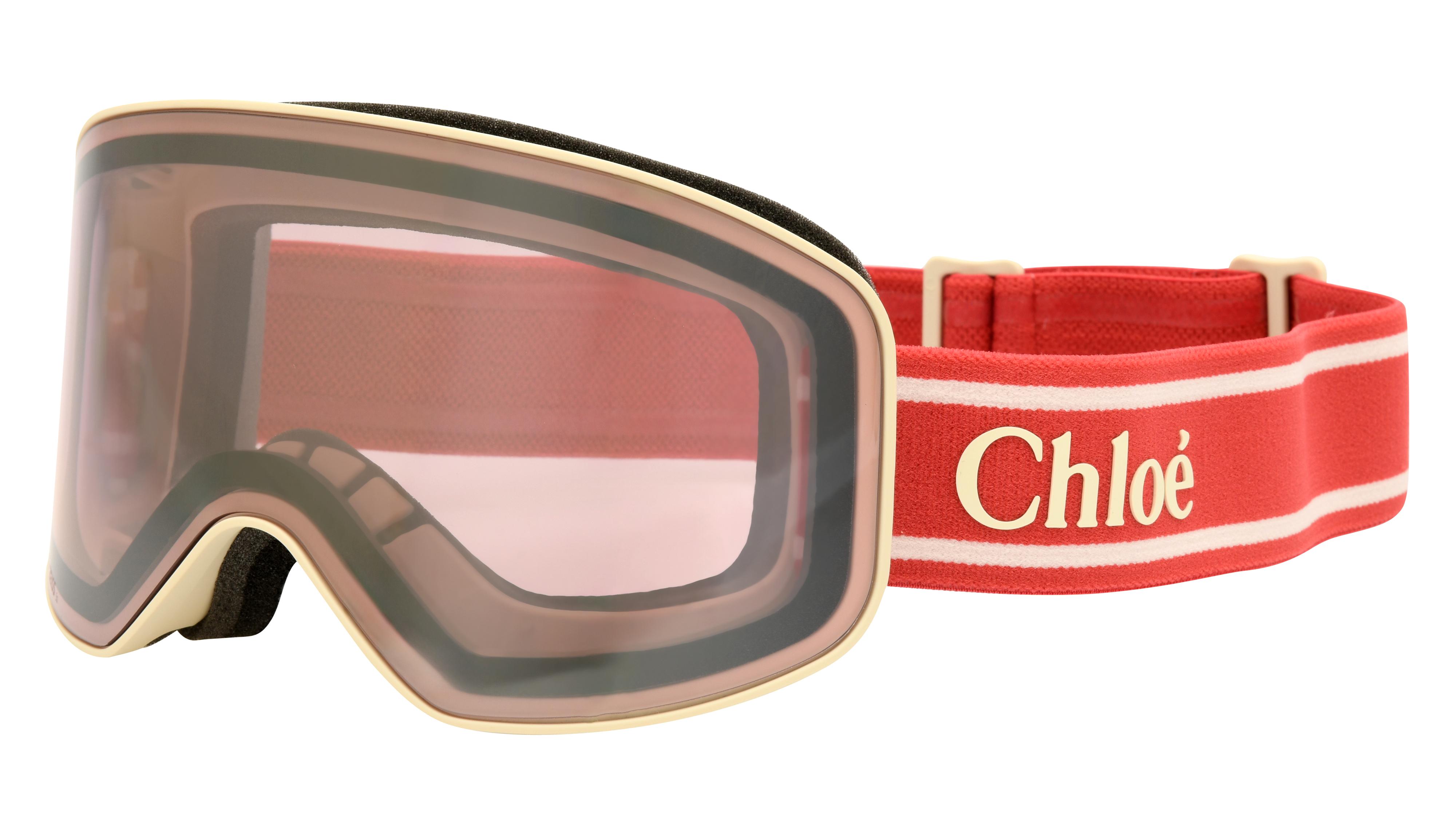 Lunettes de soleil Chloé Femme Blanc Rectangle CH0072S Trois-Quart