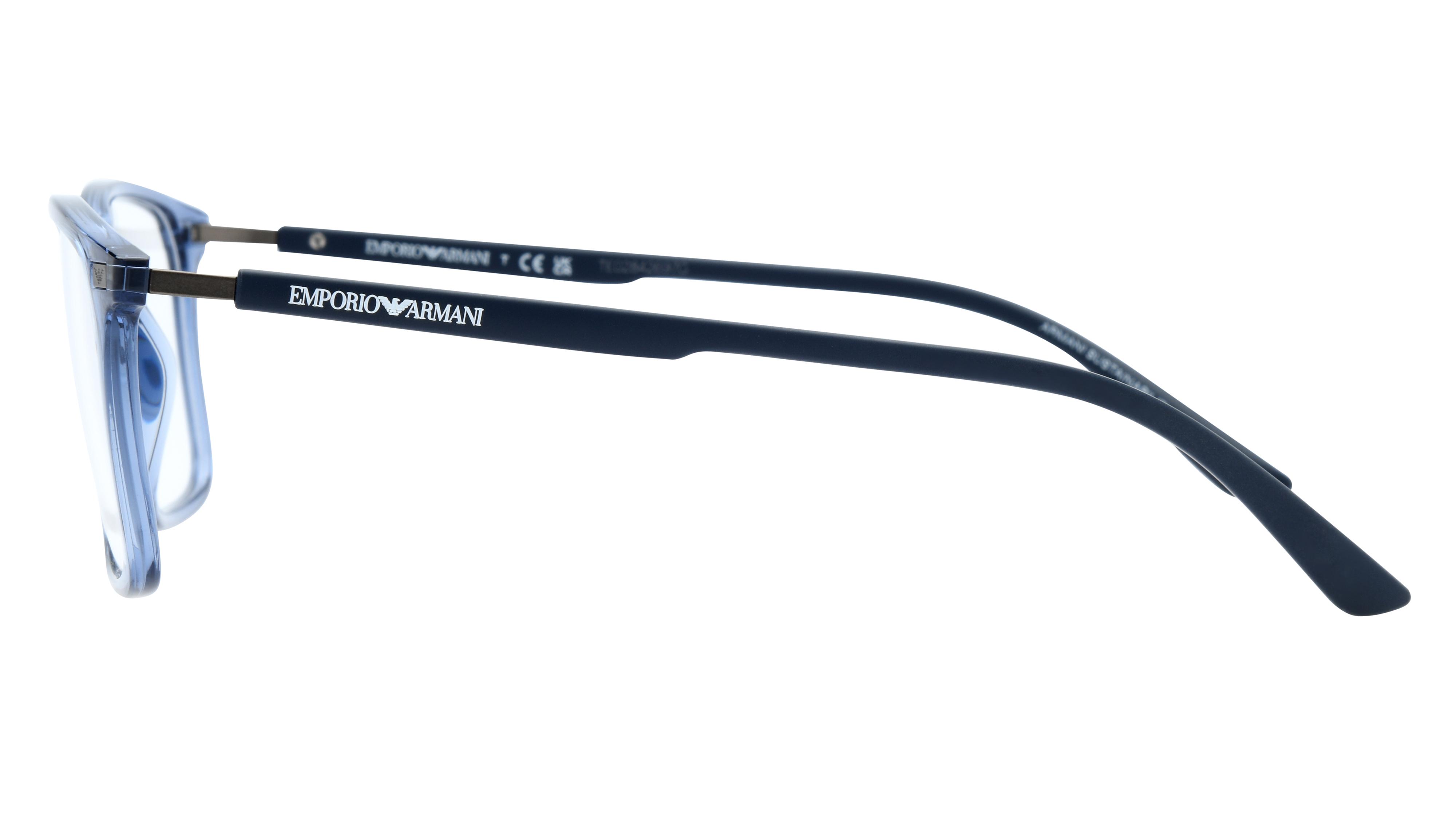 Lunettes de vue Emporio Armani Ea3237 6108 Bleu Cristal Fo Rectangle Krys
