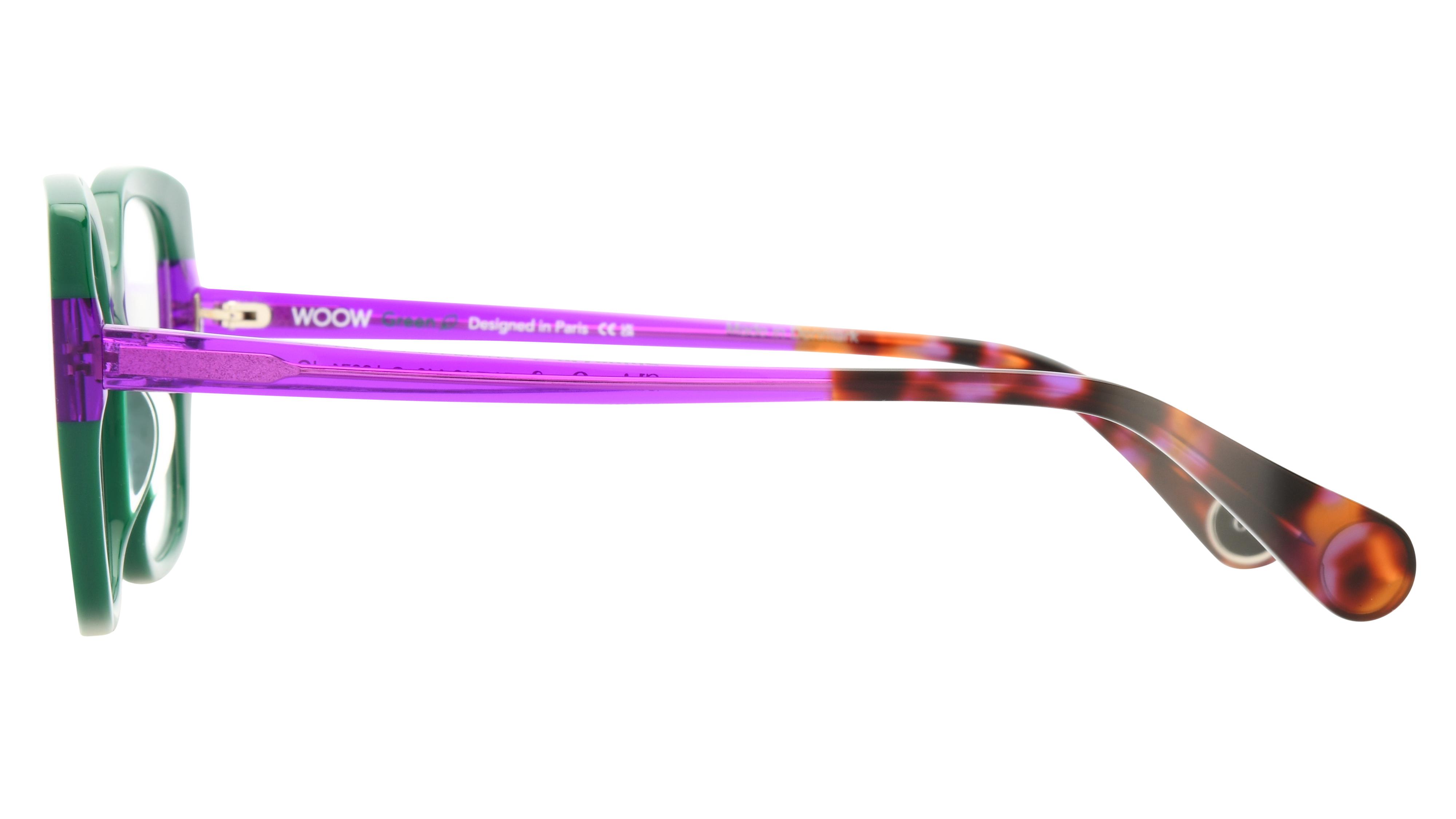 Lunettes de vue WOOW Femme Vert Carré Shineon2 Gauche