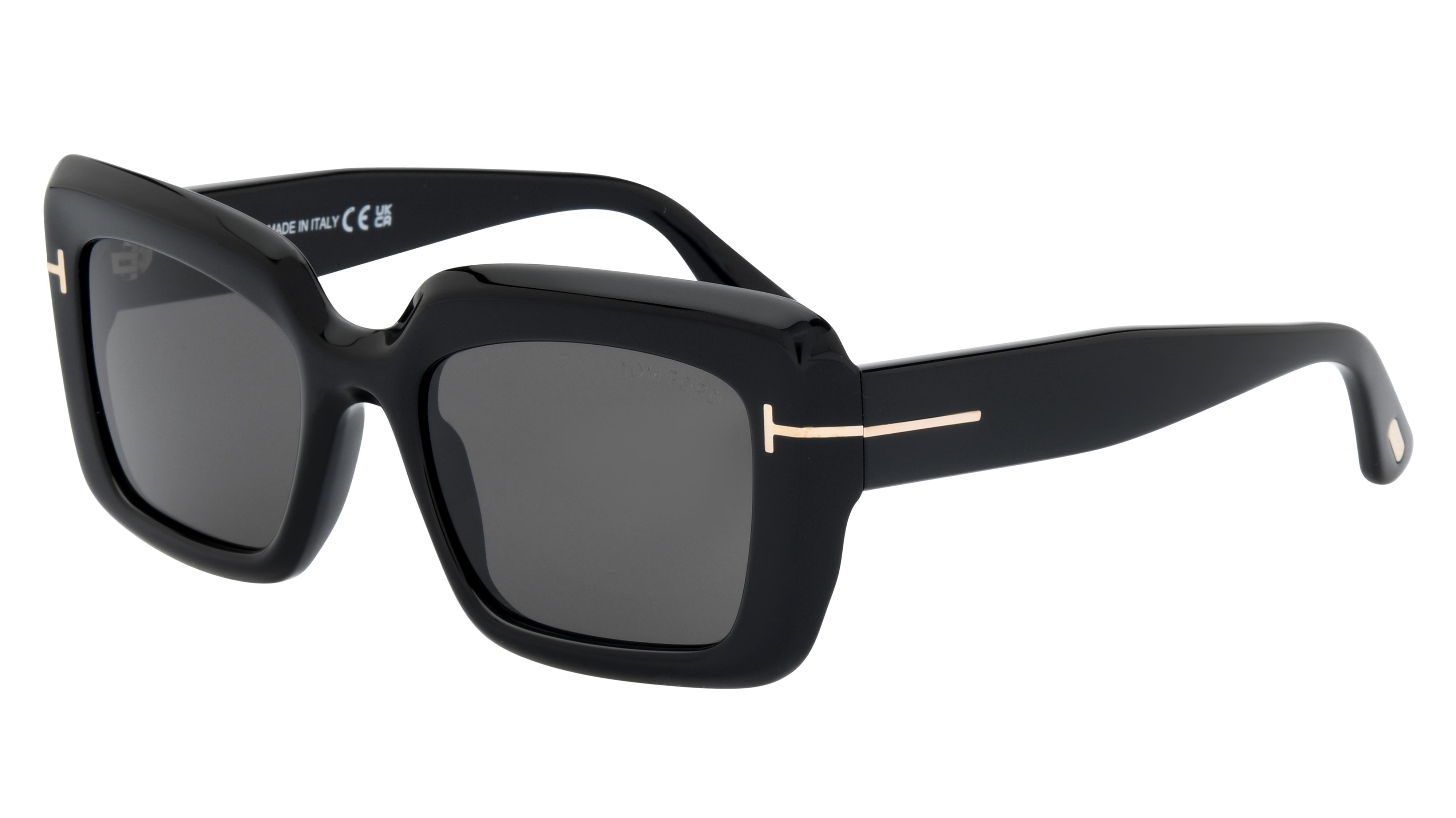 Lunettes de soleil Tom Ford Femme Noir Rectangle FT1318 Trois-Quart