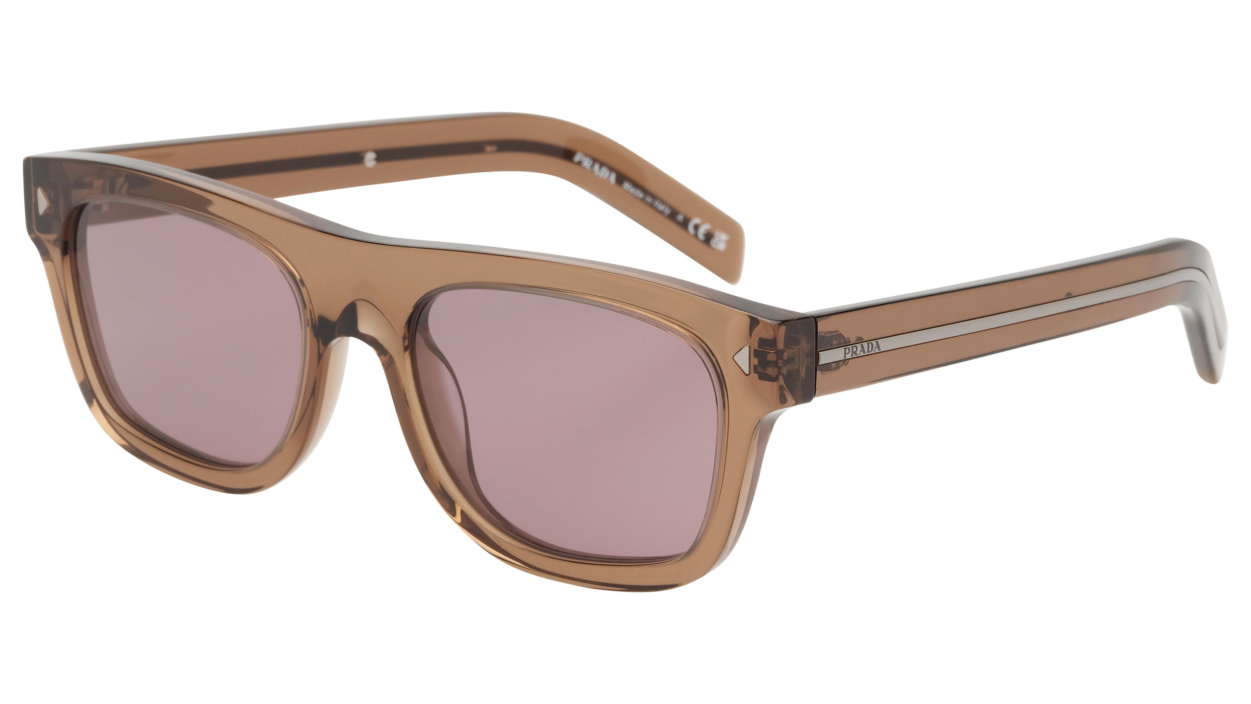 Lunettes de soleil Prada Homme Gris Rectangle pr Trois-Quart