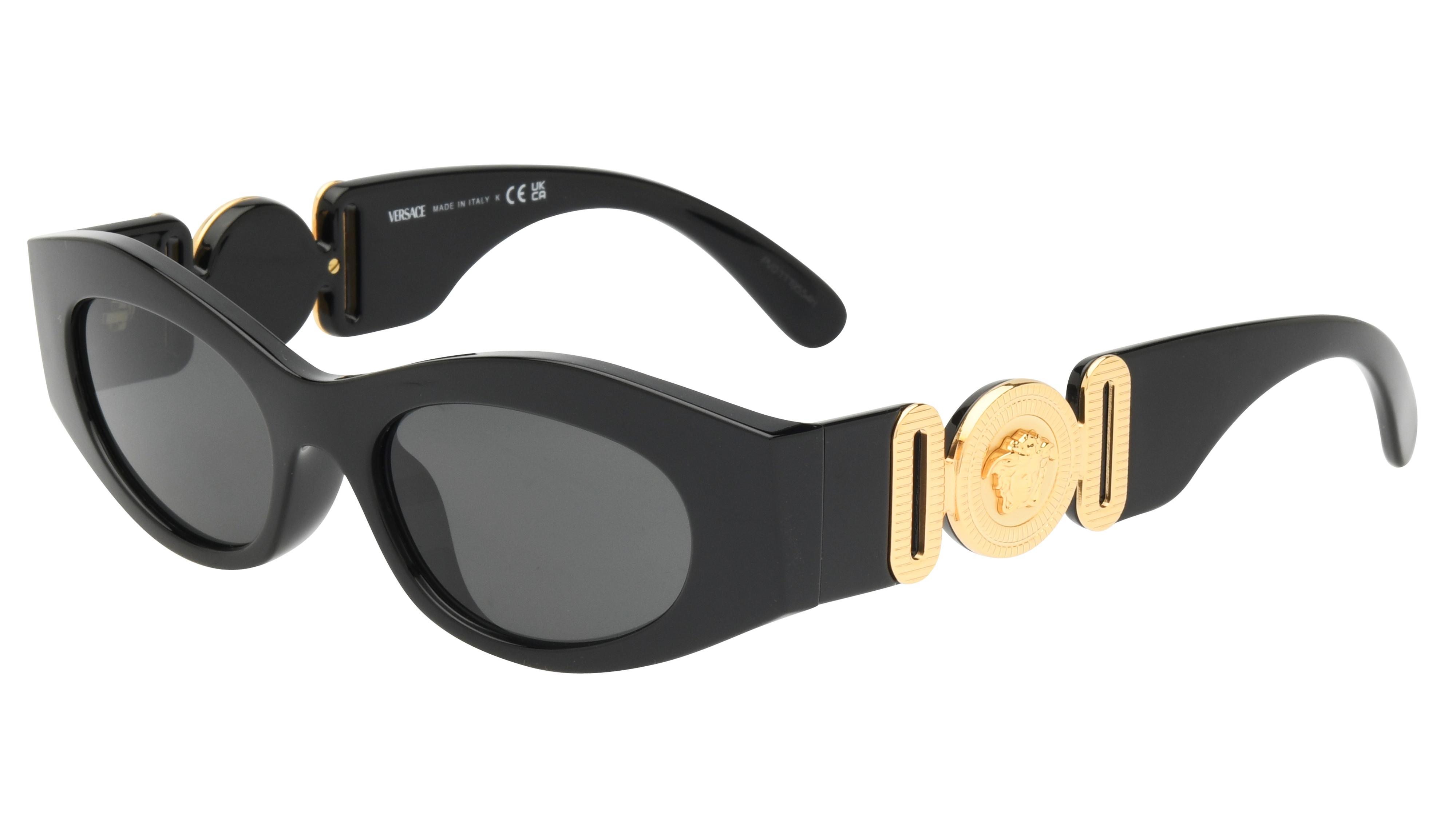Lunettes de soleil Versace Femme Noir Ovale VE4480U Trois-Quart