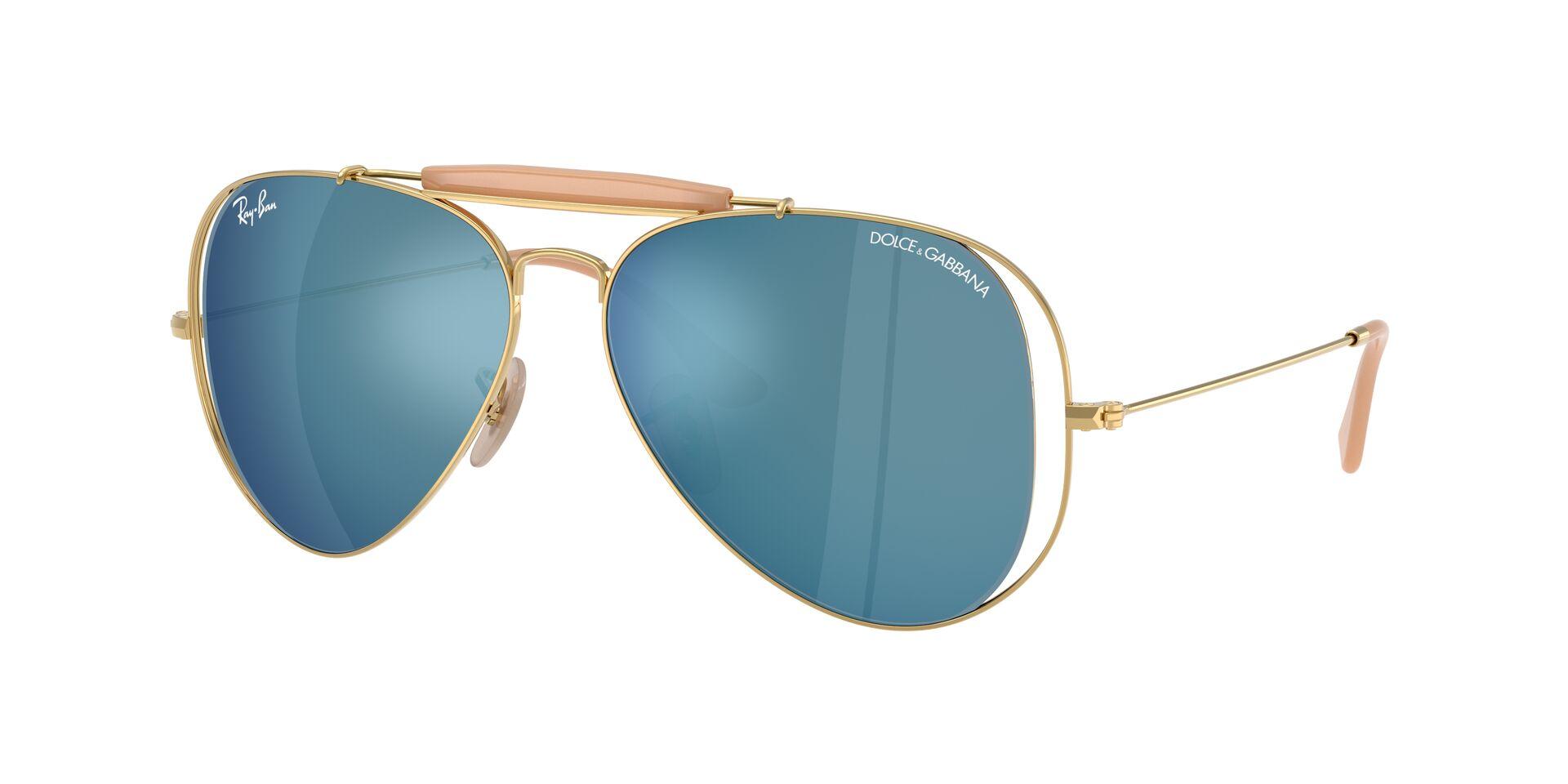 Lunettes de soleil Ray-Ban Mixte Or Aviateur RB3029M Droite
