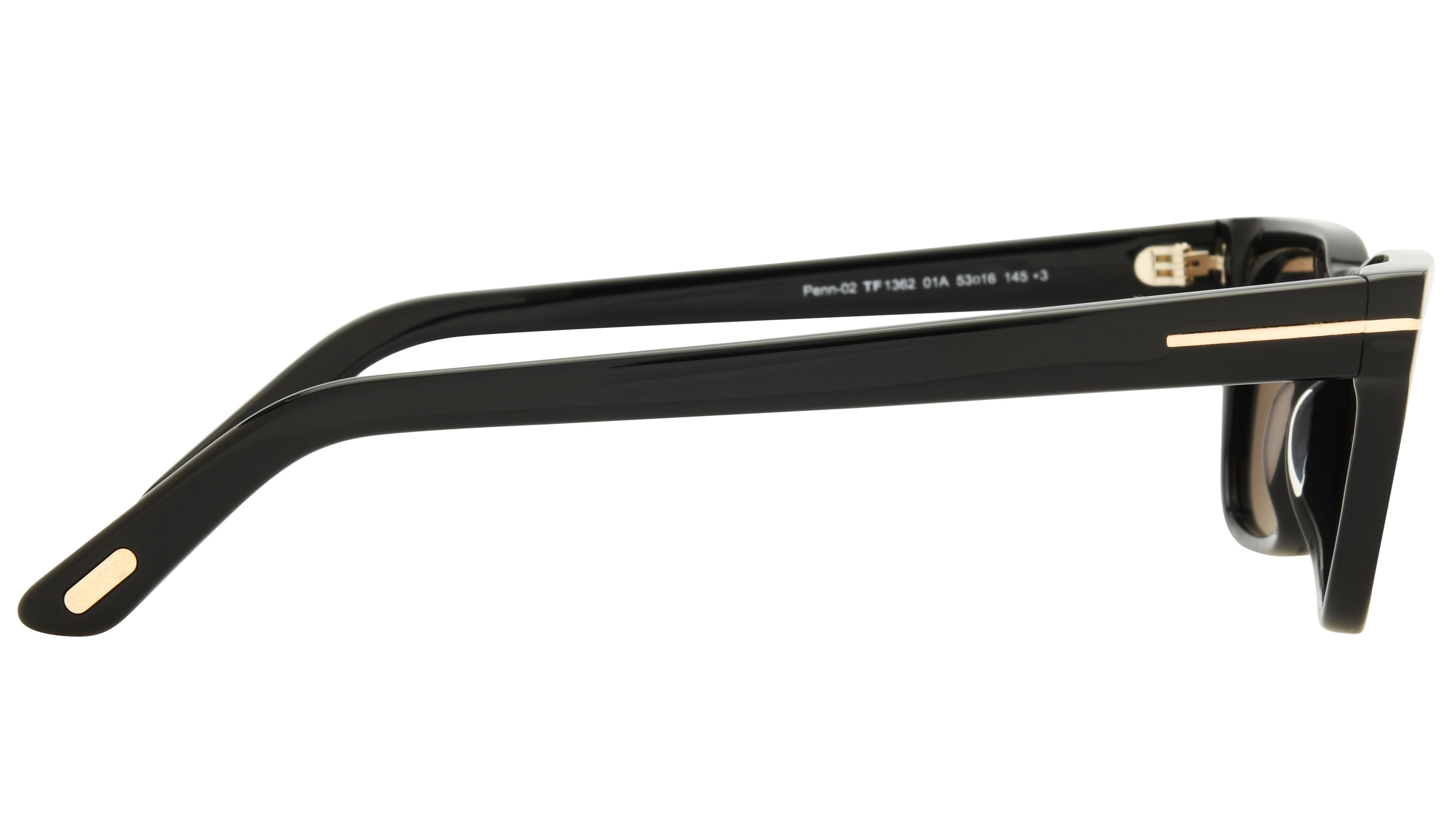 Lunettes de soleil Tom Ford Mixte Noir Rectangle FT1362 Droite