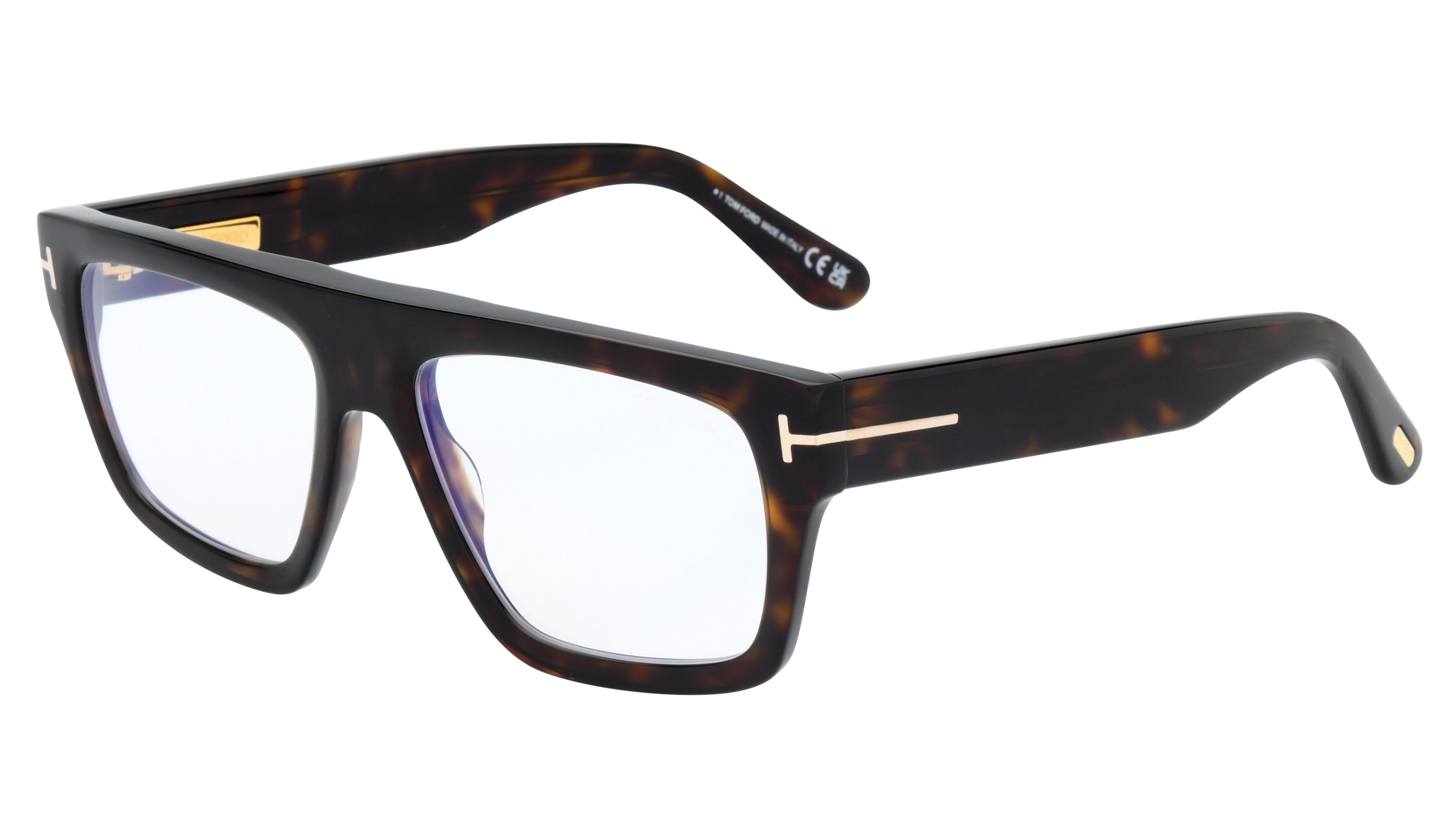 Lunettes de vue Tom Ford Homme Écaille Rectangle FT6084-B Trois-Quart