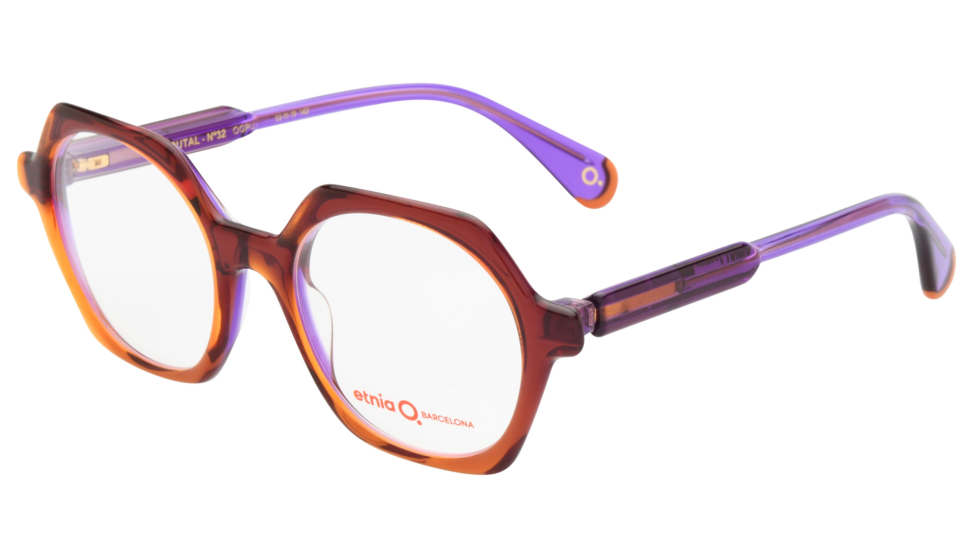 Lunettes de vue Etnia Barcelona Femme Orange Angulaire Brut Trois-Quart