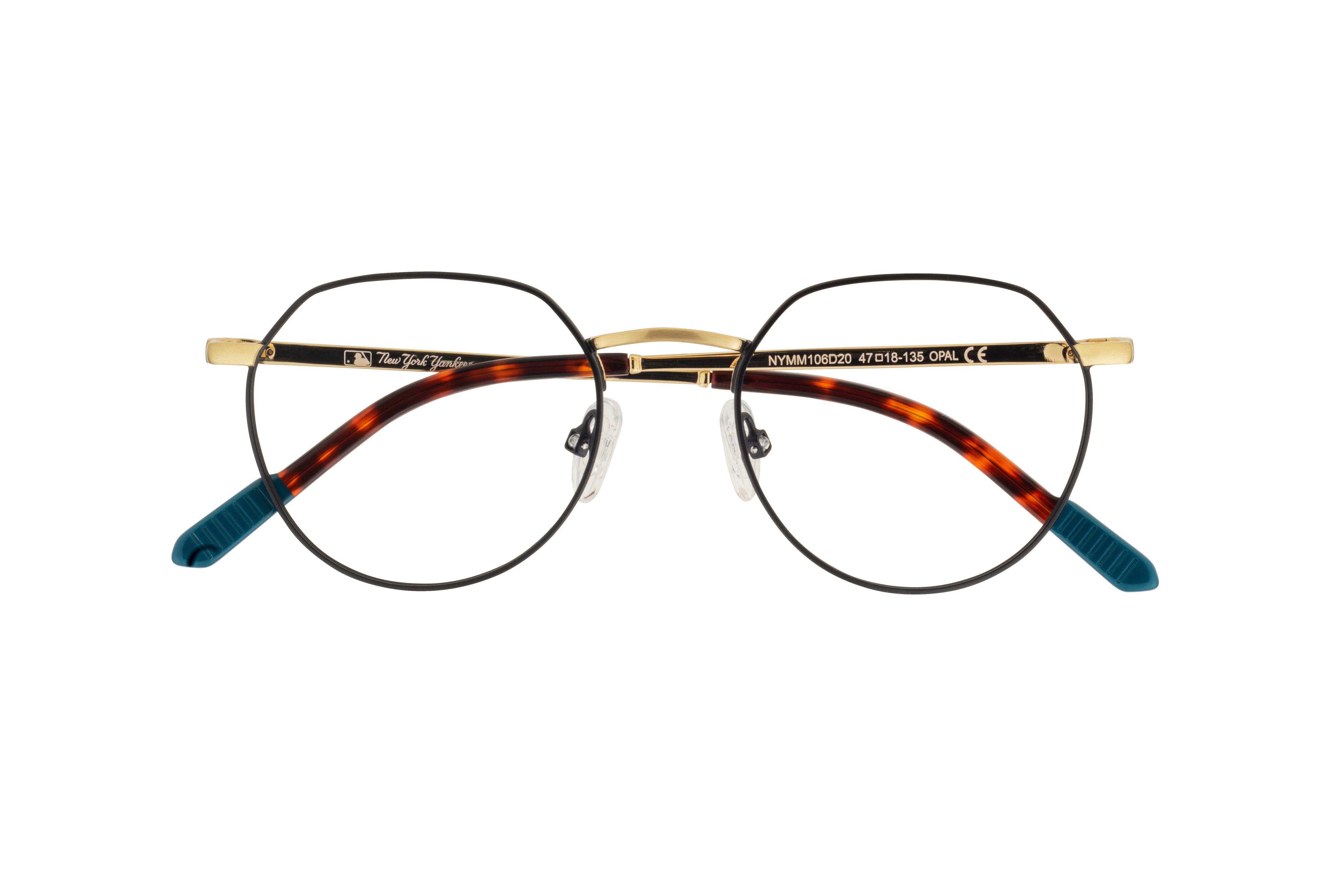 Lunettes de vue fines en métal noir avec branches jaune fluo - New York Yankees Lunettes de vue fines en métal noir avec branches jaune fluo - New York Yankees