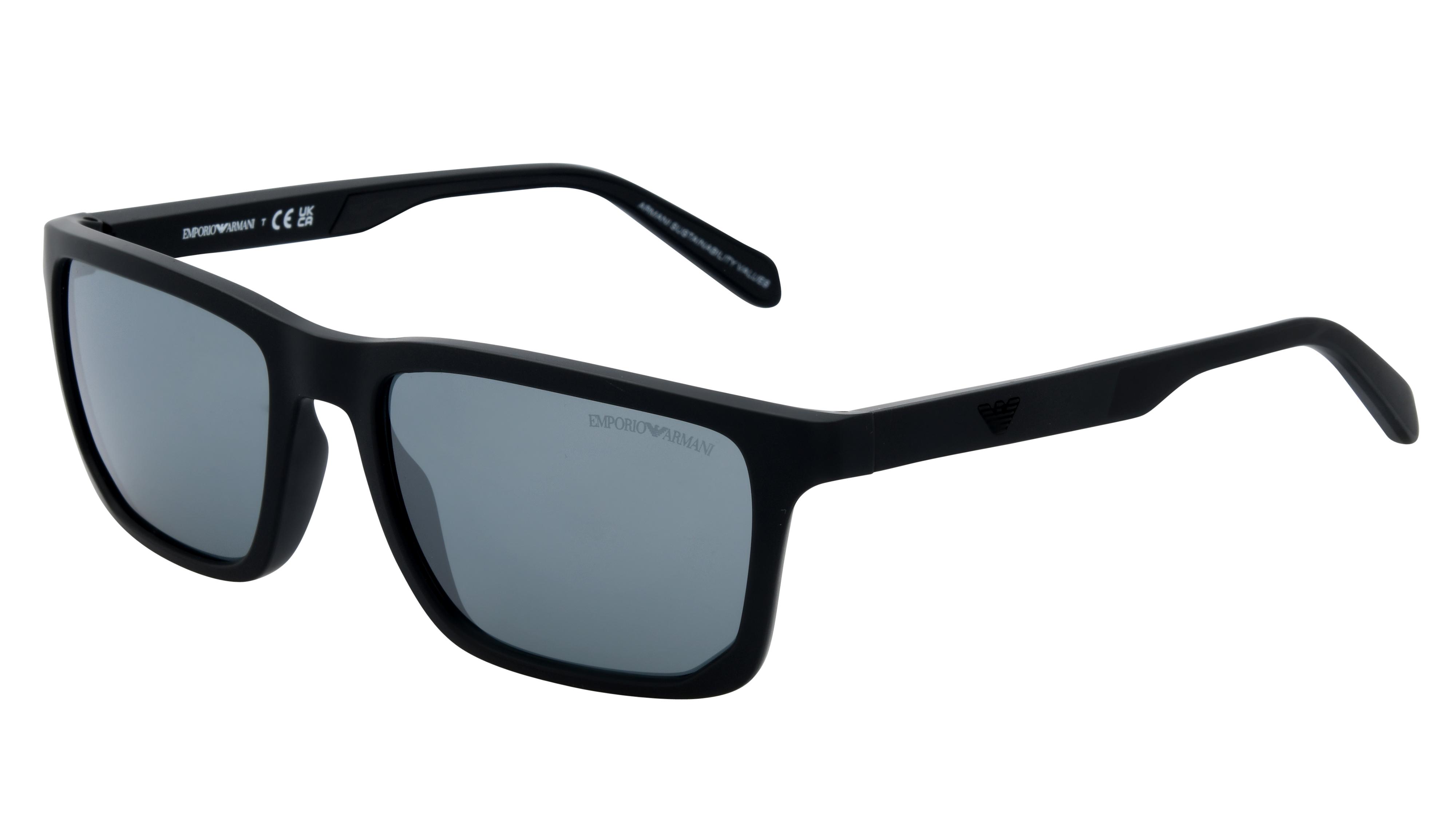 Lunettes de soleil Emporio Armani Homme Noir Rectangle EA4219 Trois-Quart