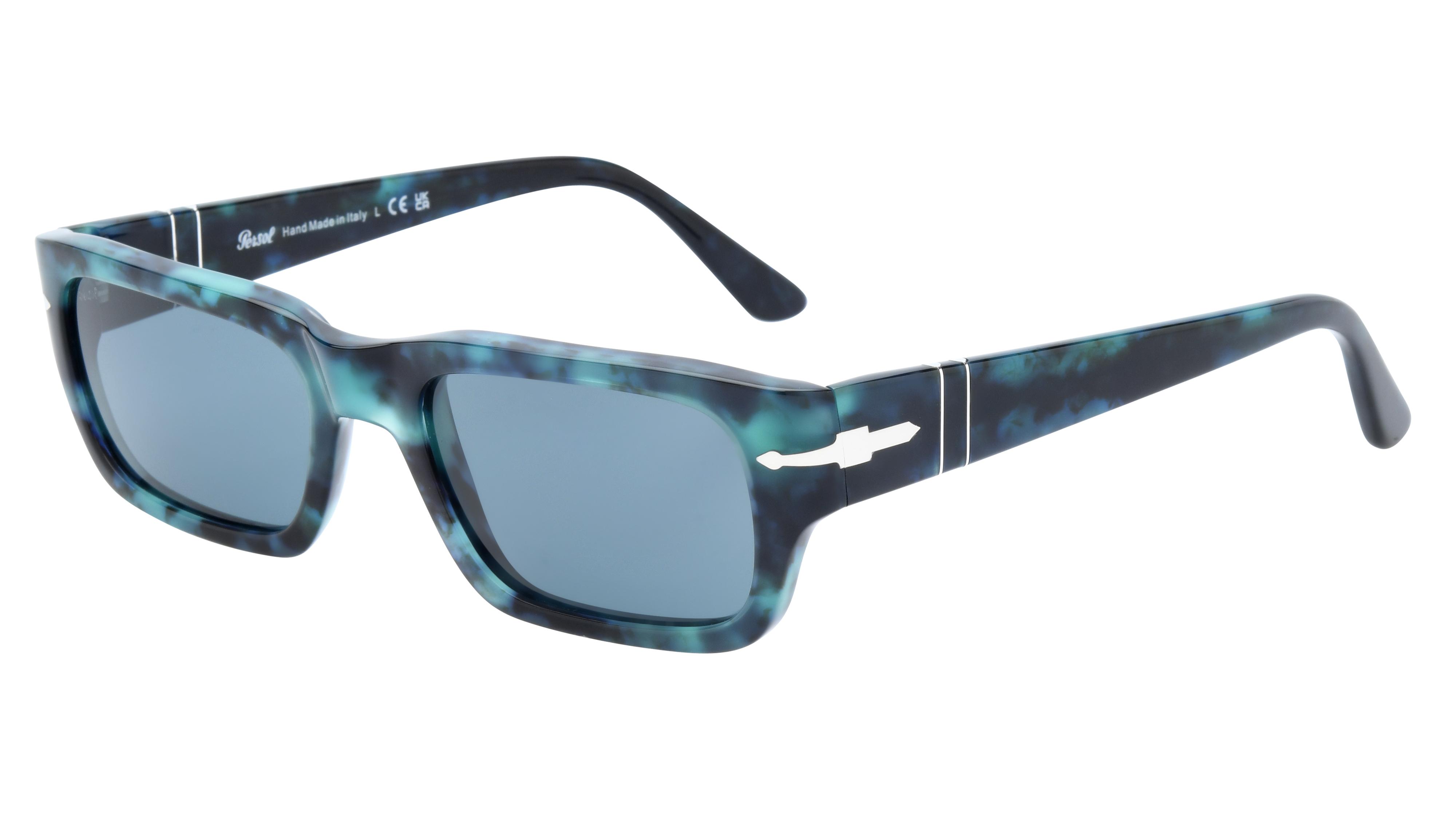 Lunettes de soleil Persol Mixte Bleu Rectangle PO3347S Trois-Quart