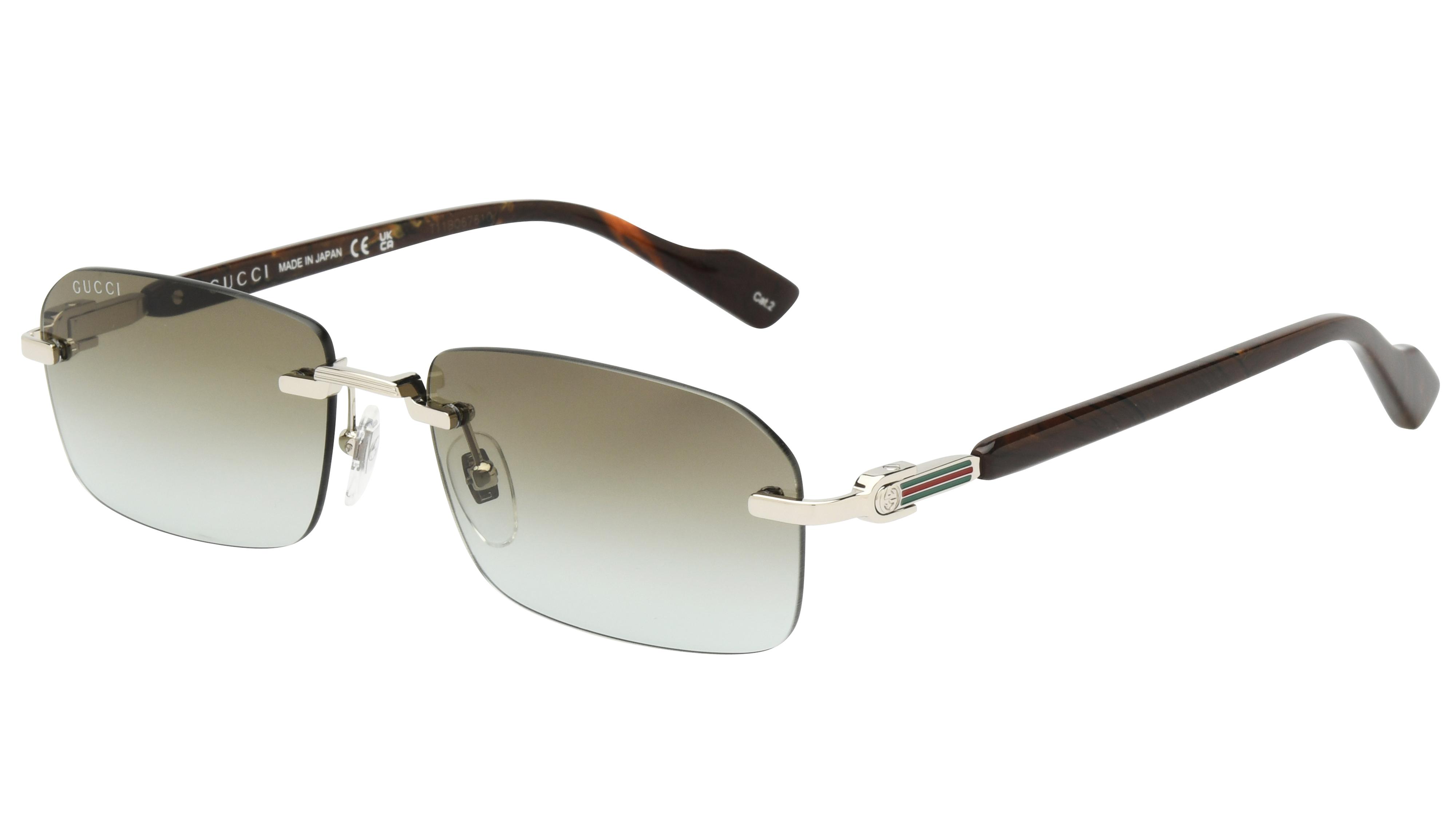 Lunettes de soleil Gucci Homme Argent Rectangle GG1221S Trois-Quart
