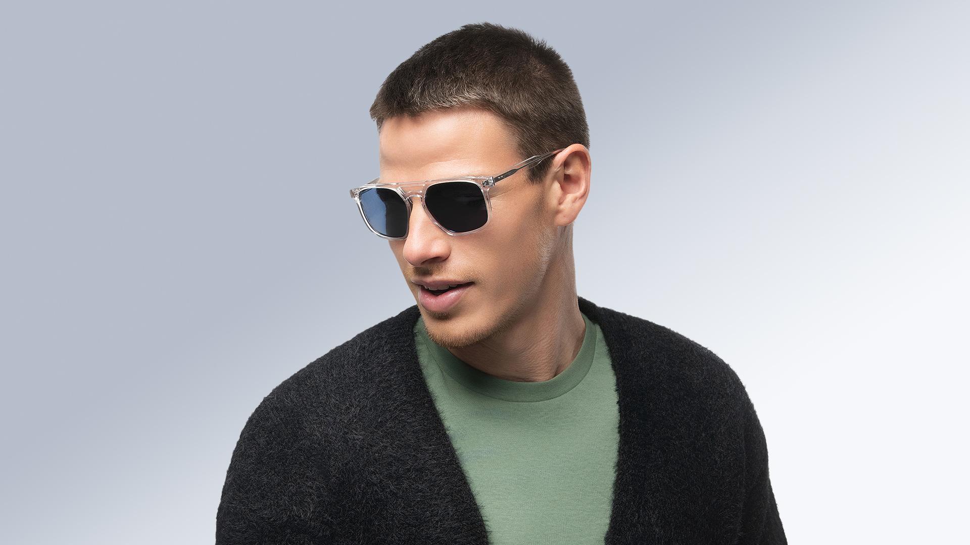 Lunettes de soleil Signature Krys Homme Transparent Rectangle Skj2537-D Trois-Quart