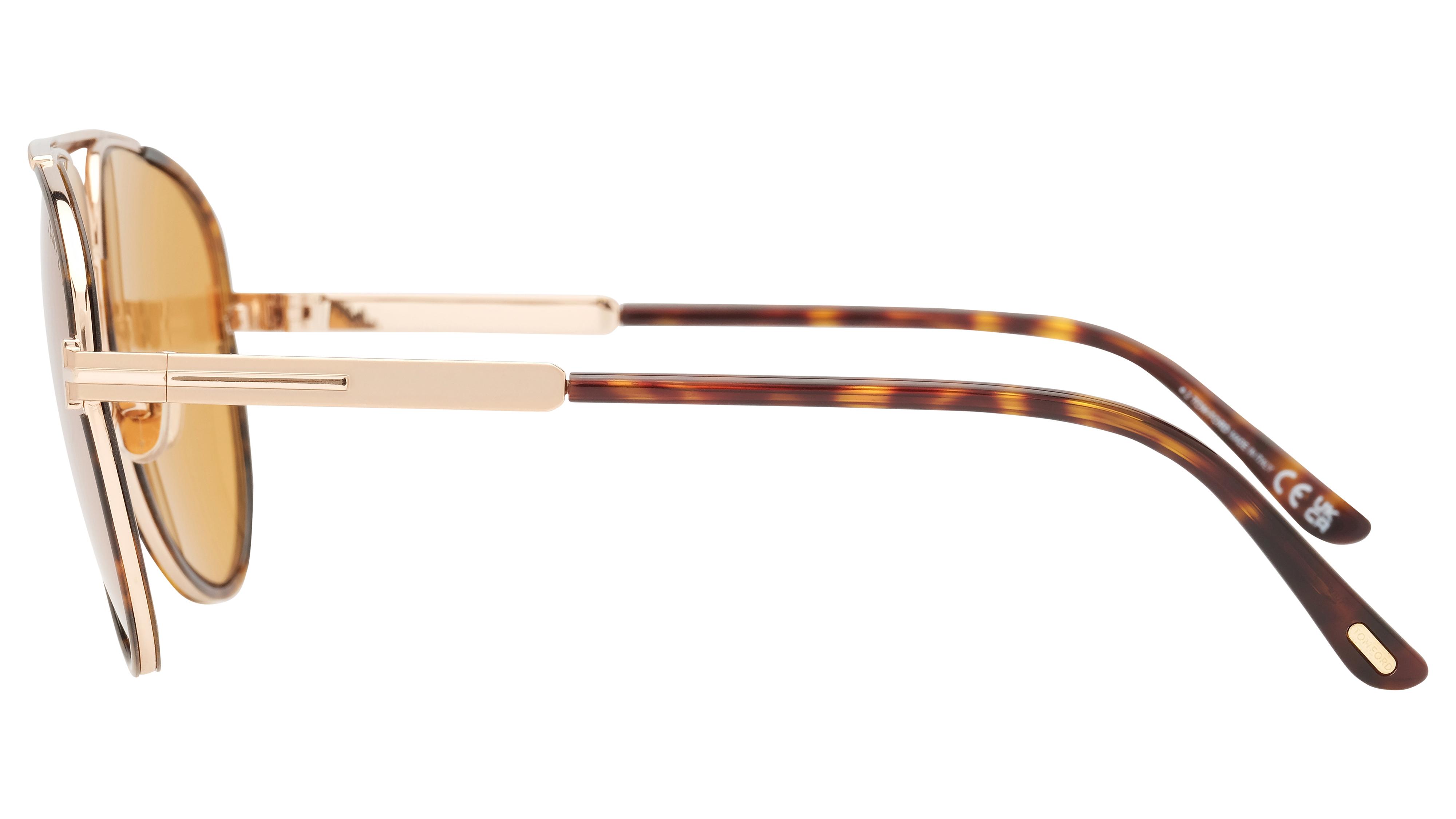 Lunettes de soleil Tom Ford Homme Écaille Aviateur Ft1340 Gauche