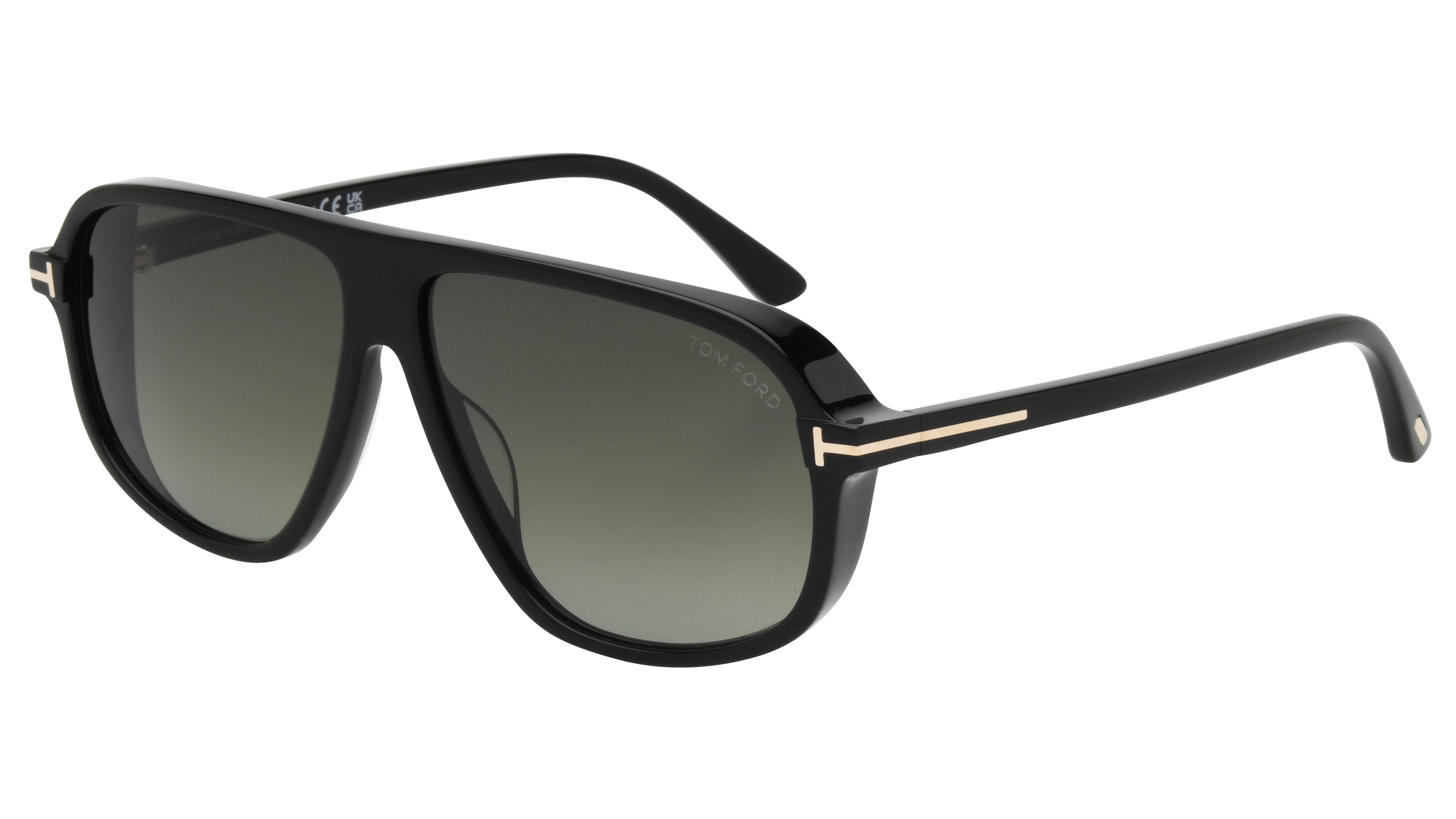 Lunettes de soleil Tom Ford Homme Noir Aviateur Ft1208 Trois-Quart