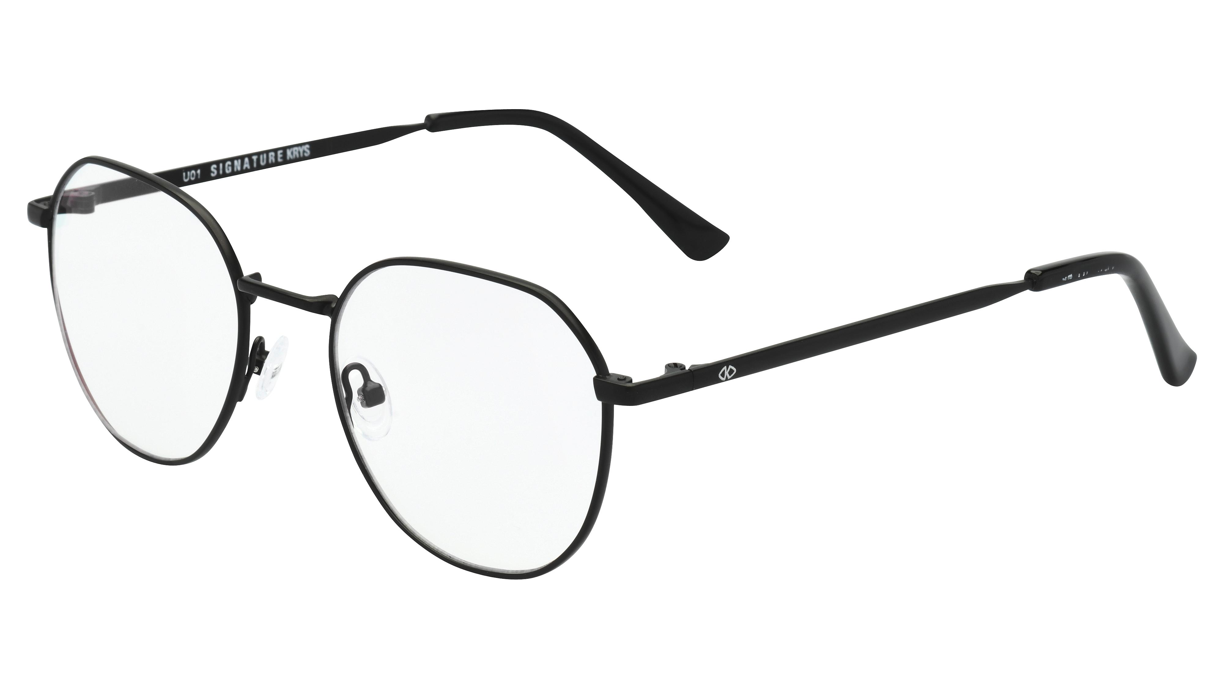 Lunettes anti-lumière bleue Signature Krys Mixte Noir Ronde Skpap-E2101 Trois-Quart