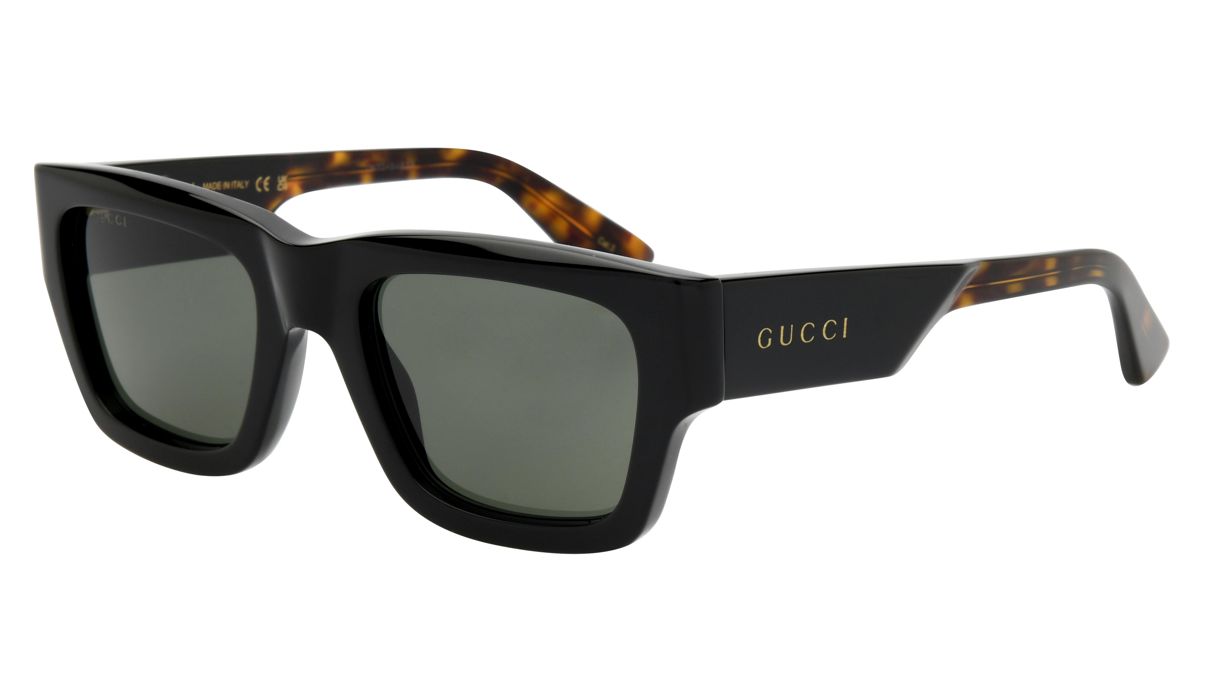 Lunettes de soleil Gucci Homme Noir Rectangle GG1668S Trois-Quart