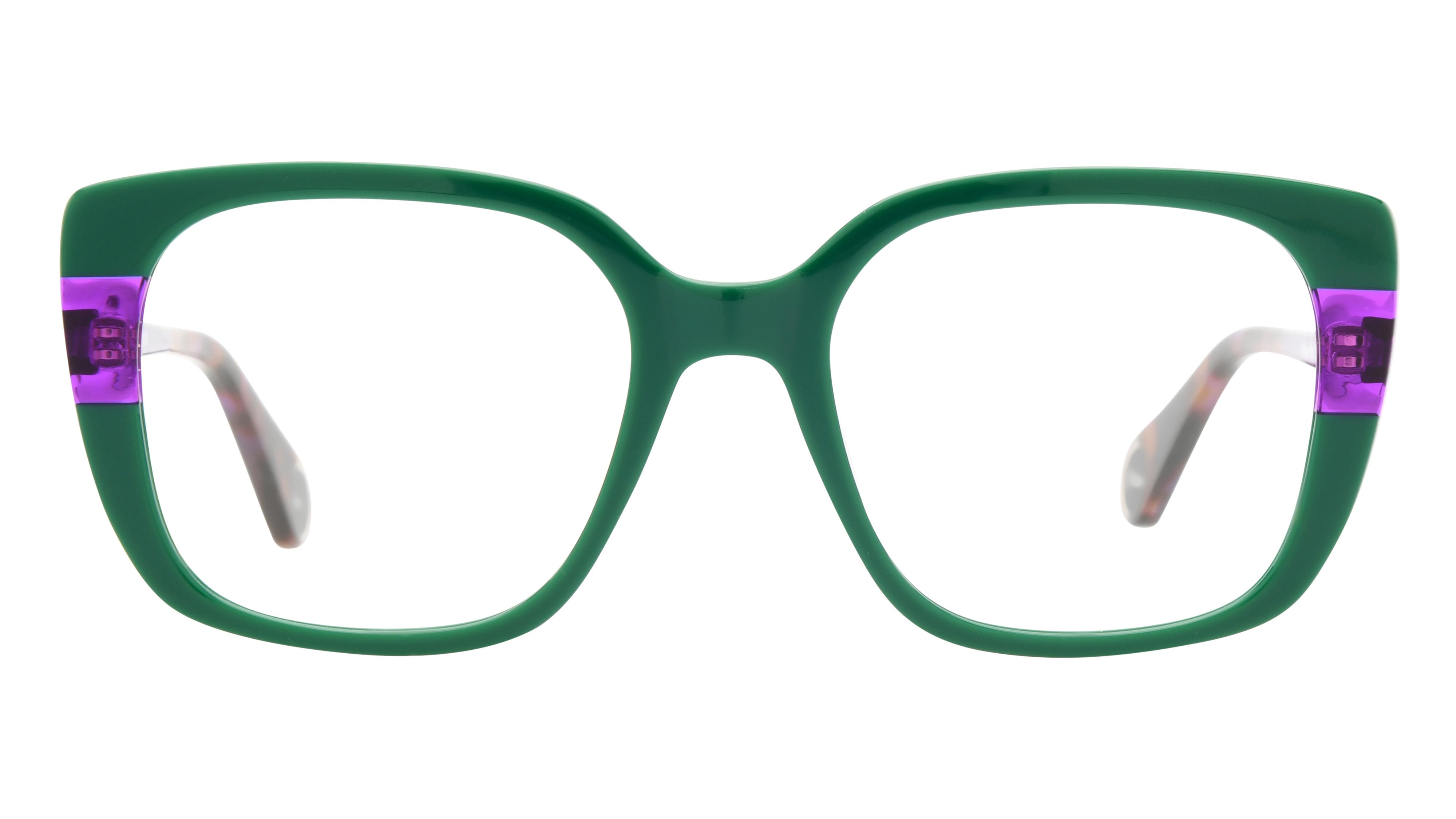 Lunettes de vue WOOW Femme Vert Carré Shineon2 Face