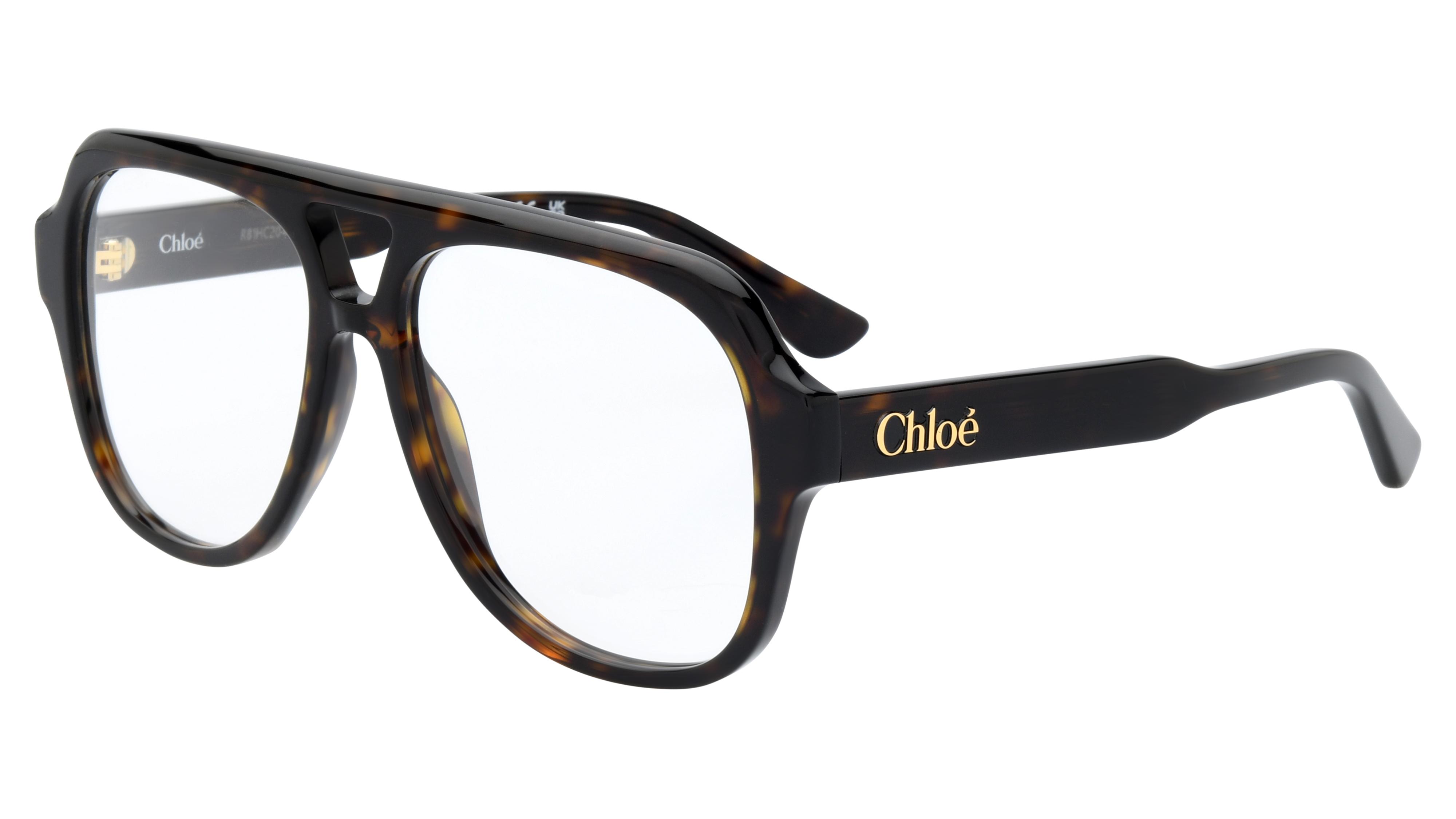Lunettes de vue Chloé Femme Écaille Aviateur CH0339O Trois-Quart