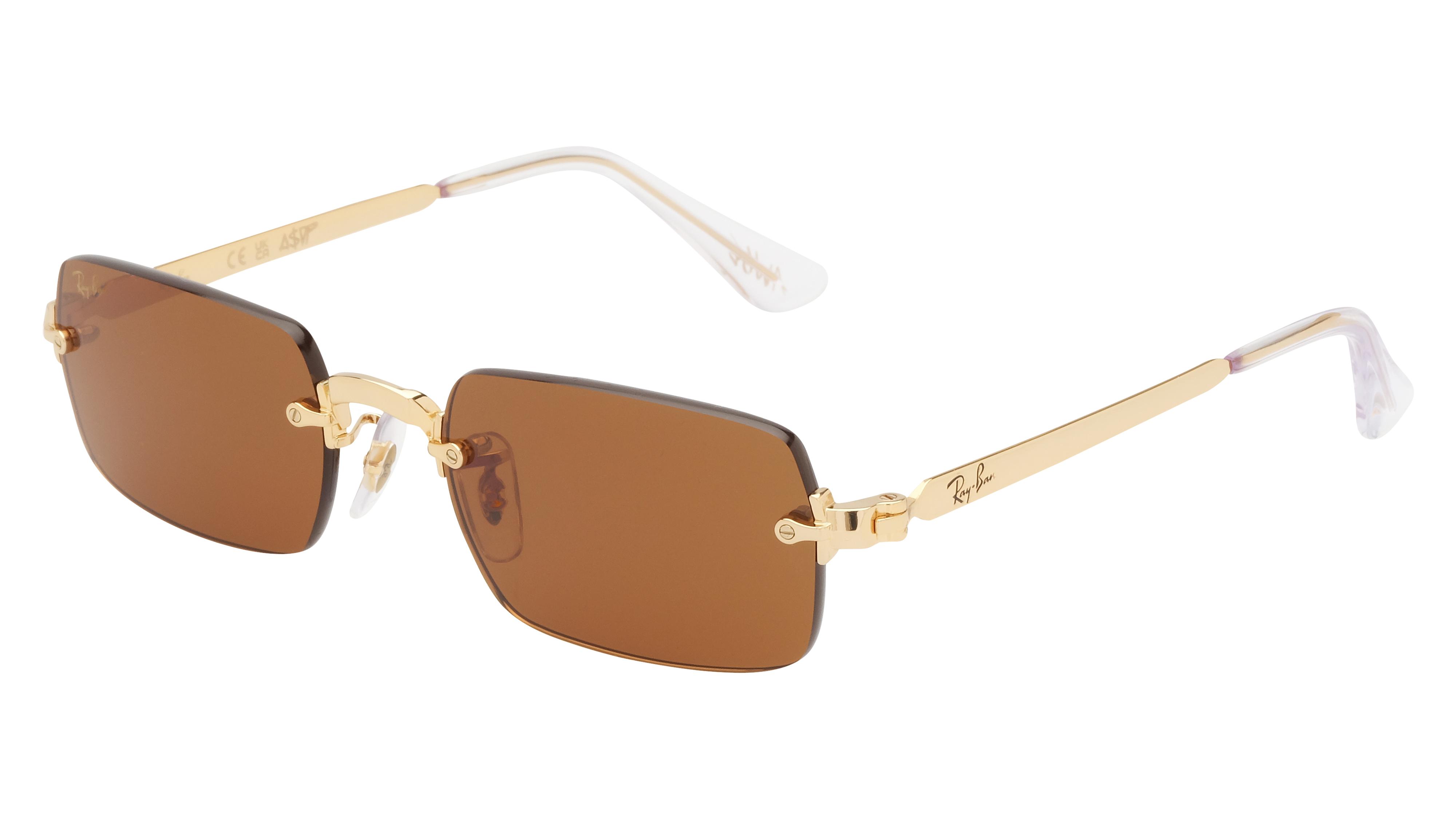 Lunettes de soleil Ray-Ban Mixte Or Rectangle RB3928 Trois-Quart